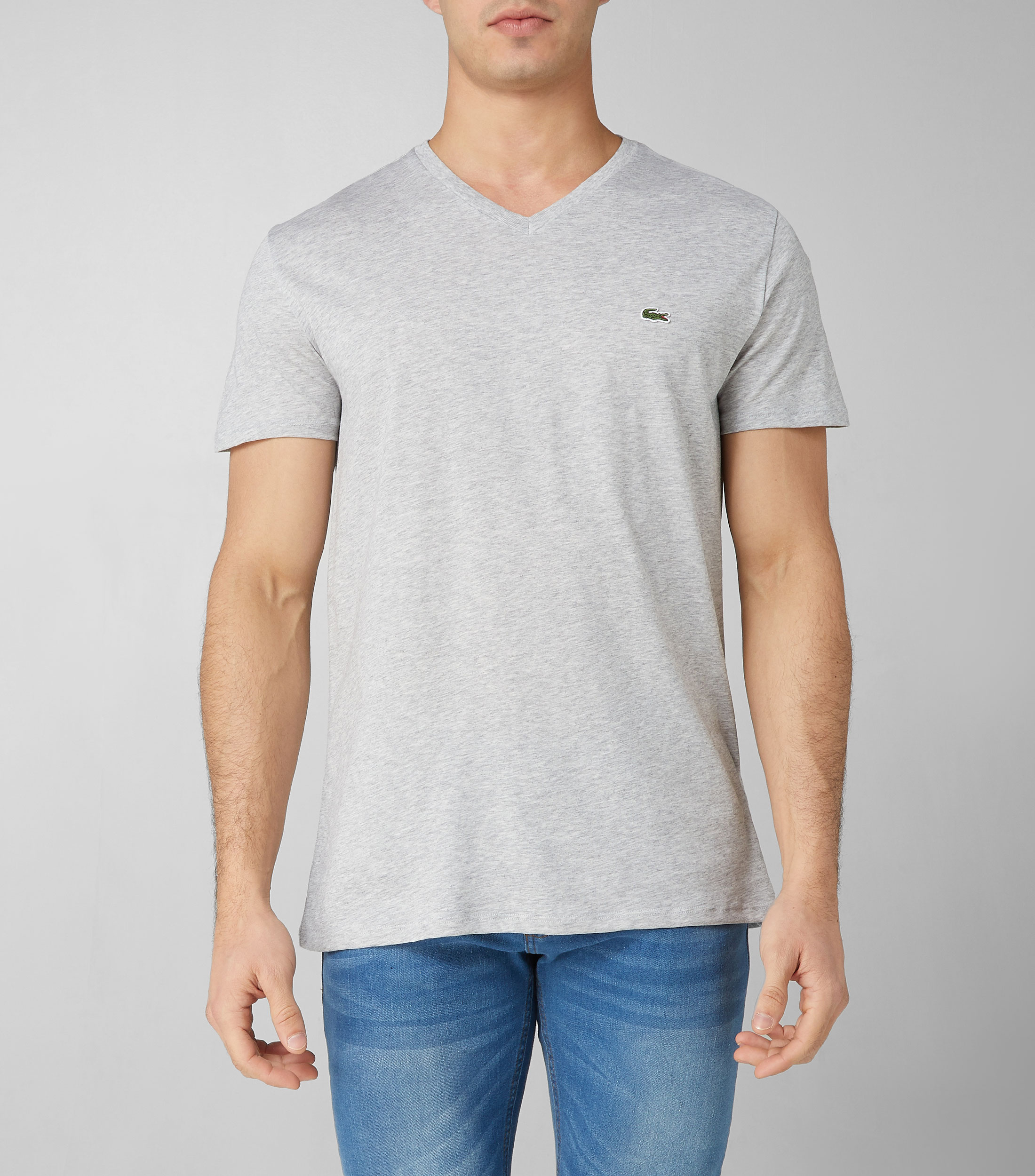 Playera cuello V manga corta jaspeada Hombre