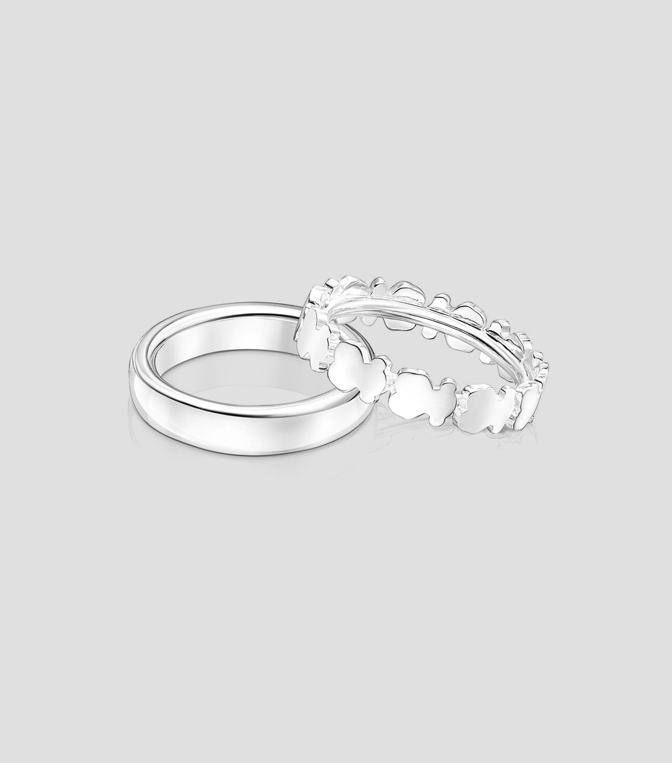 Set de 2 Anillos en Plata .925 Straight Mujer Talla 6
