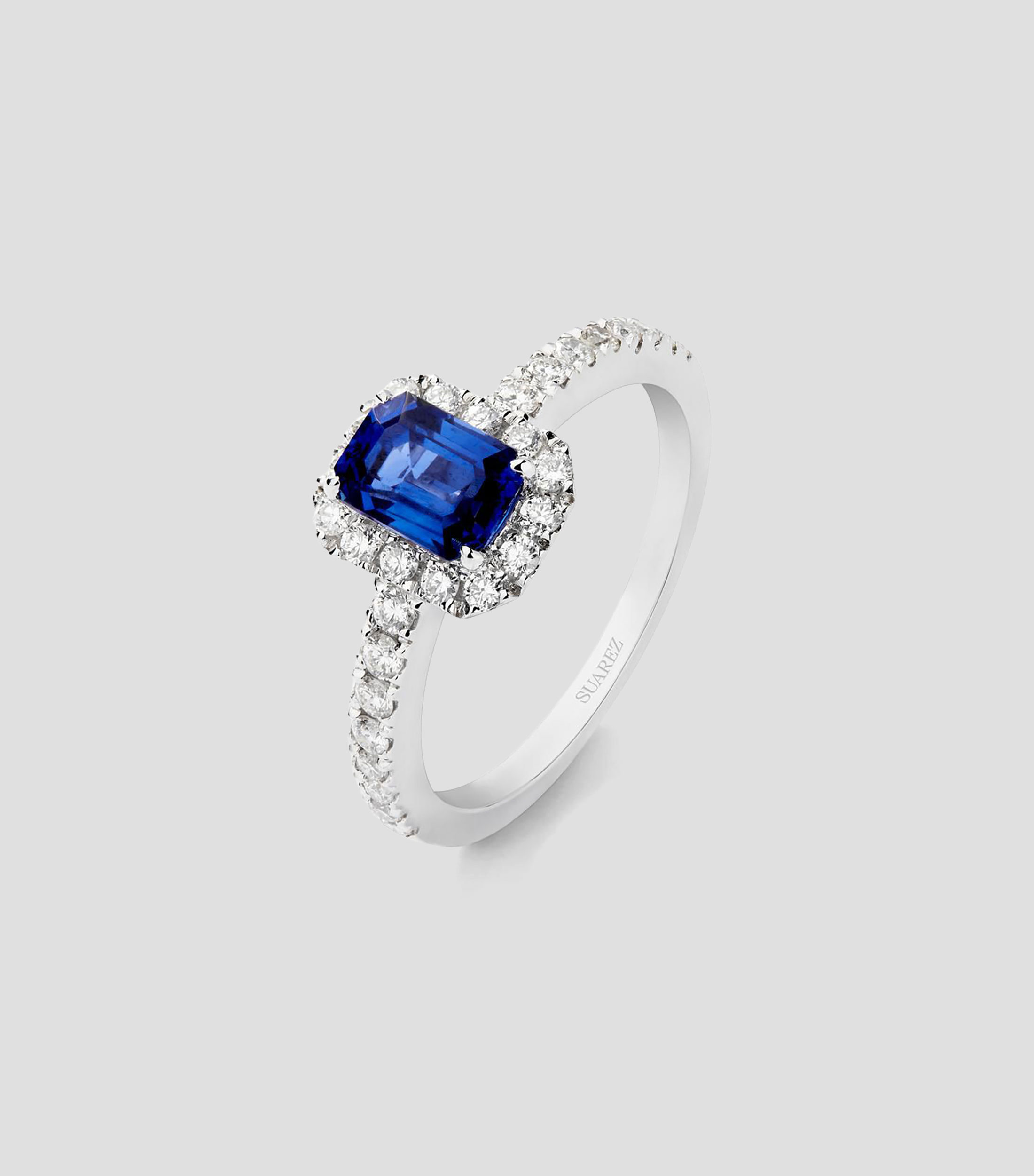Anillo con diamante y zafiro Mujer