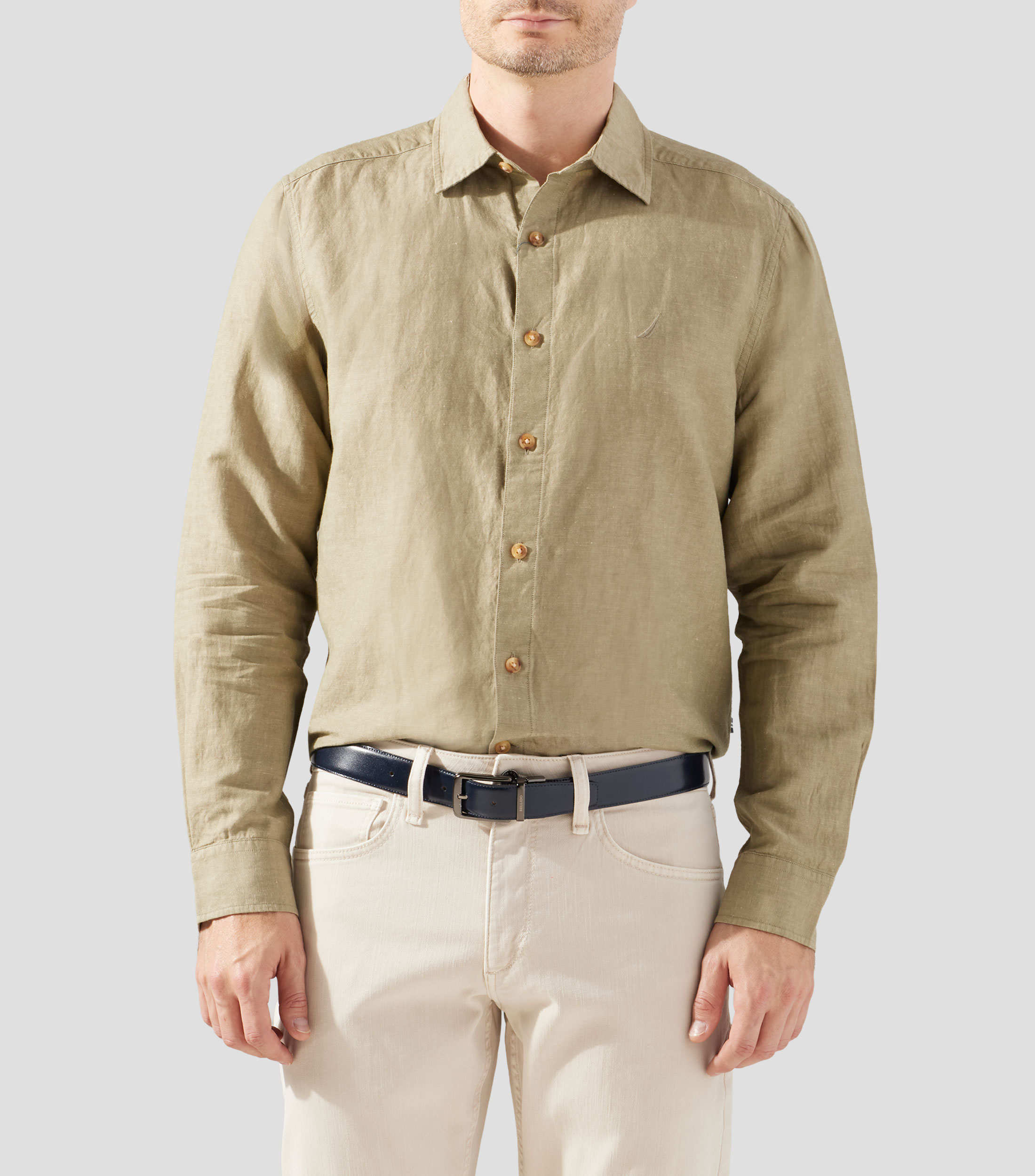 Camisa lisa manga larga Hombre