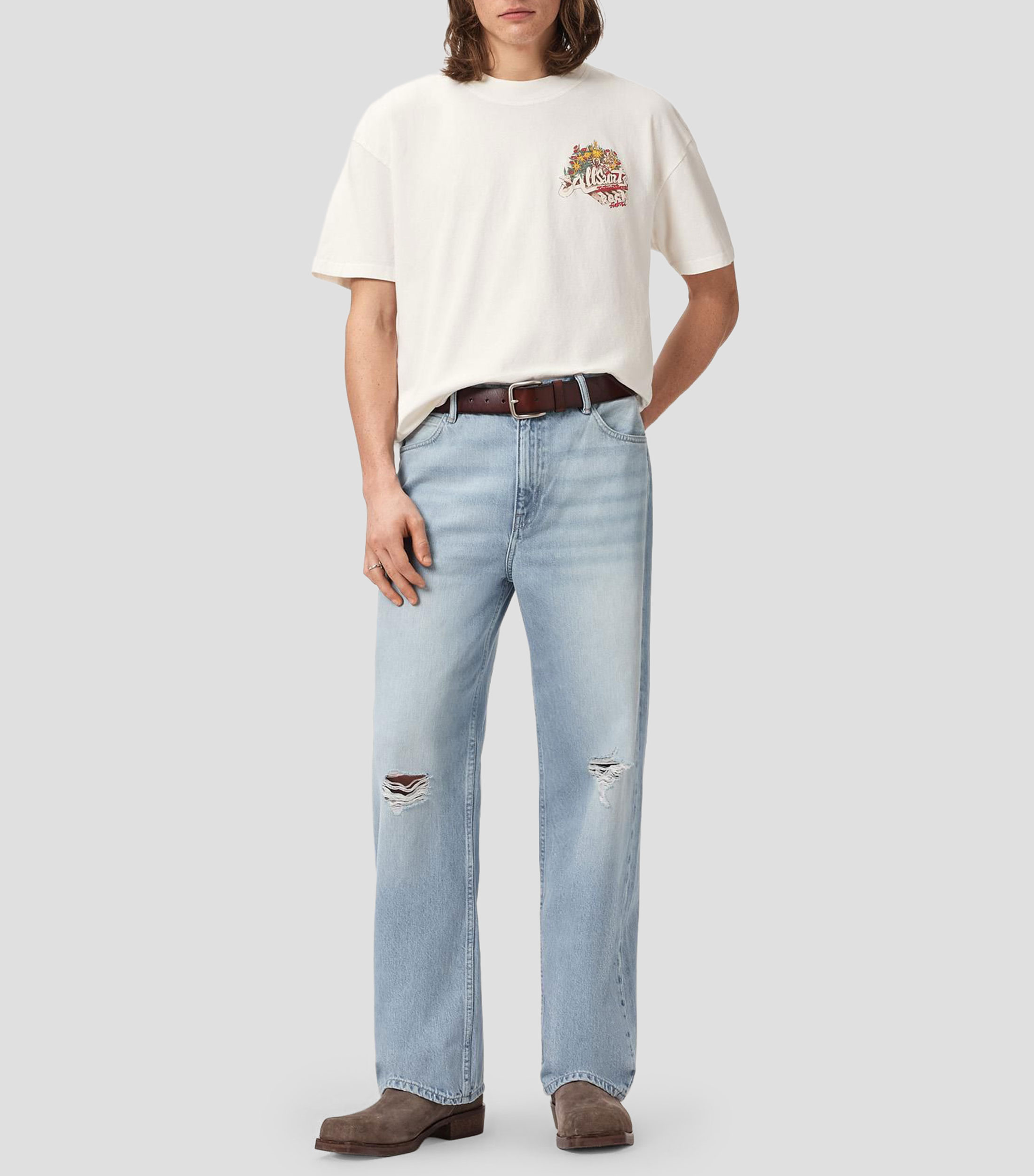 Playera de cuello redondo con manga corta estampada Hombre
