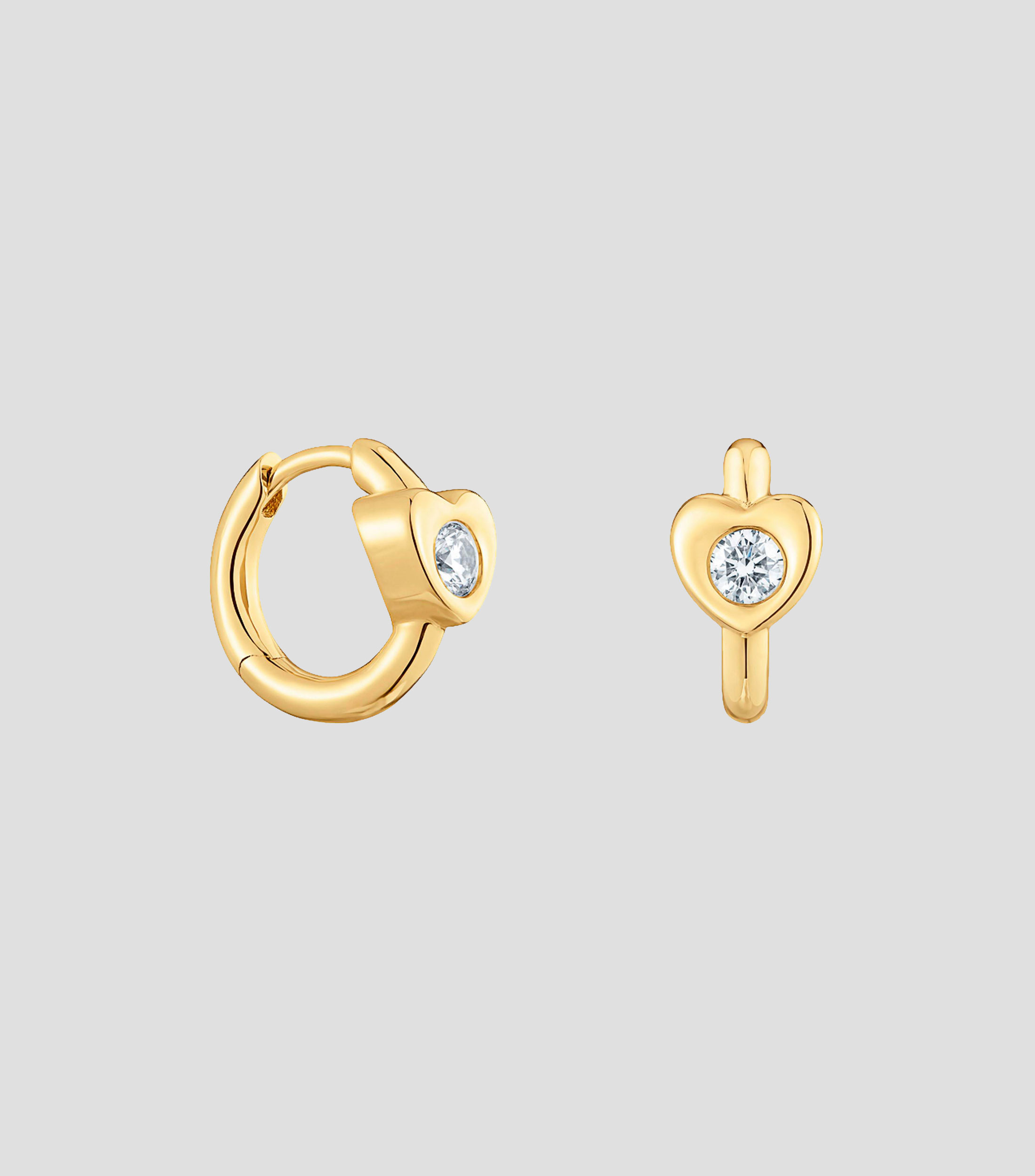 Aretes en oro de 14 Kilates en forma de corazón con diamantes Lili Motives Mujer
