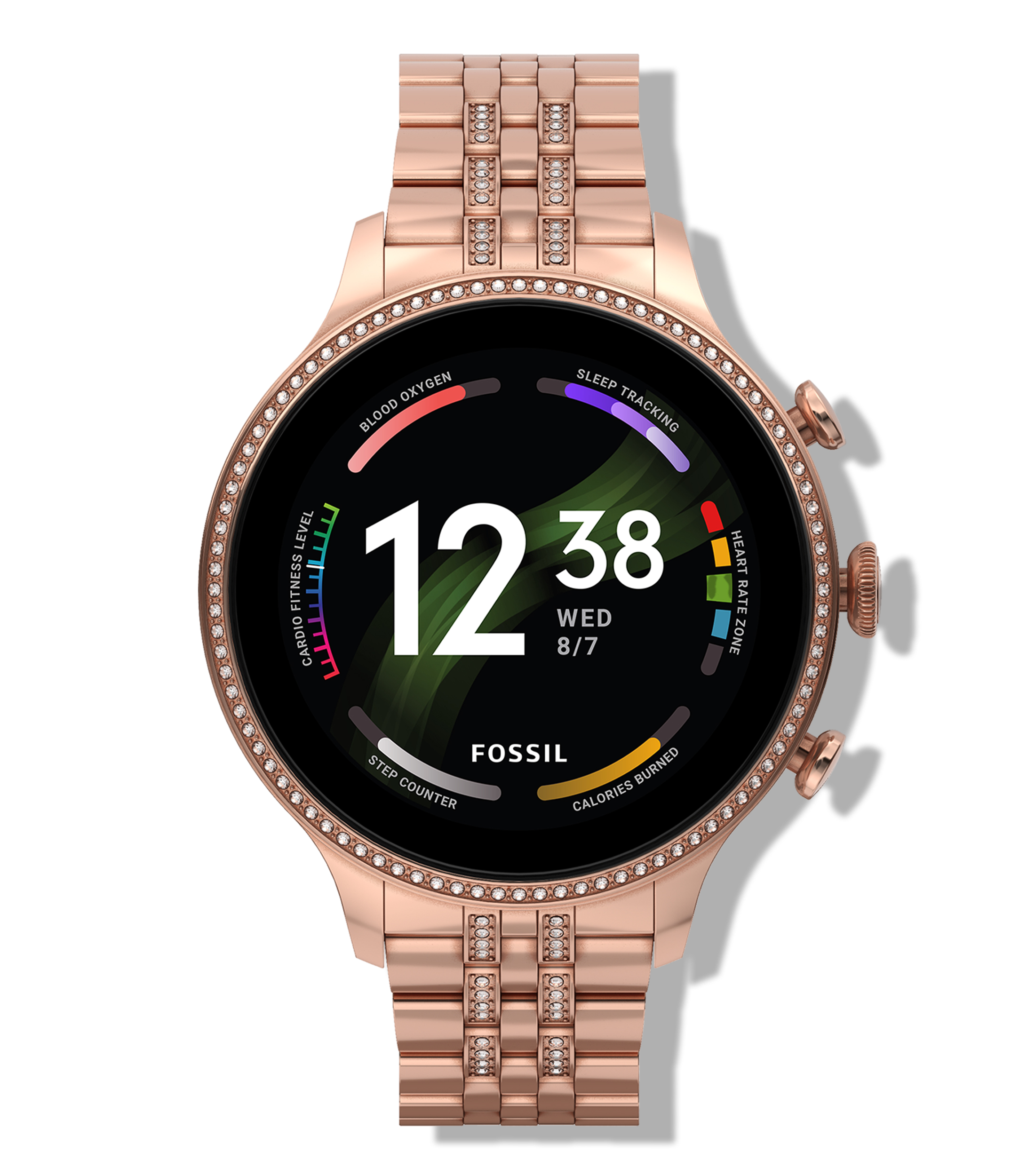 Fossil Smartwatch Fossil Gen 6; Muchas más funciones. Mucho más rápido.  Este smartwatch Gen 6 con pantalla táctil de 42 mm tiene un brazalete de  acero inoxidable en tono oro rosa, velocidad