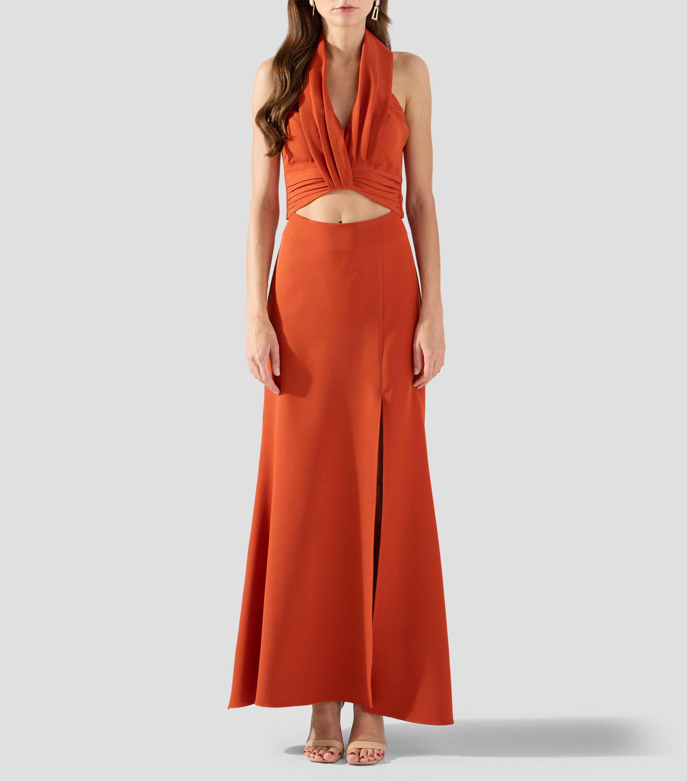 Vestido largo liso Mujer