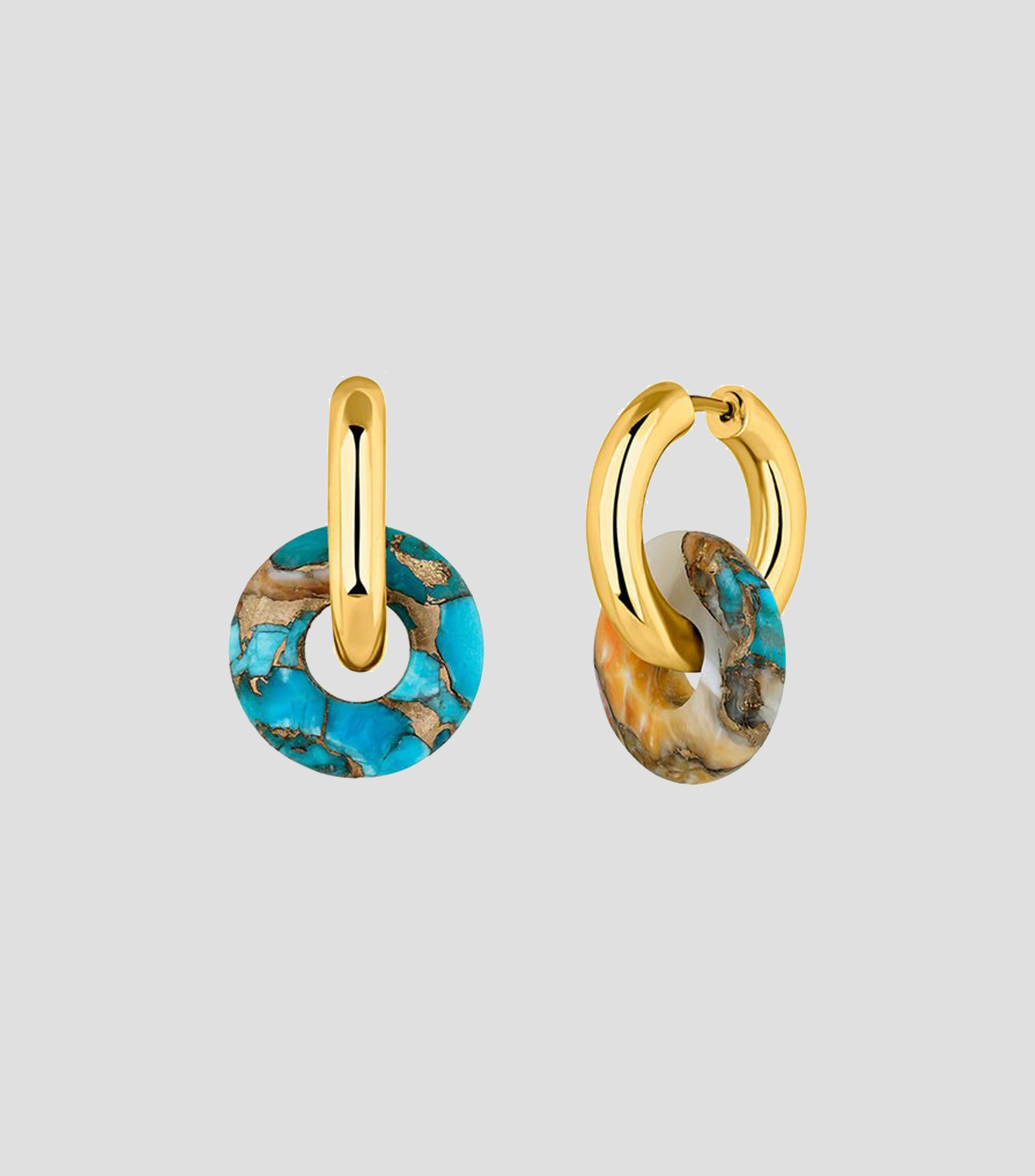 Pendientes en plata en forma de aro con turquesa Donkie Mujer