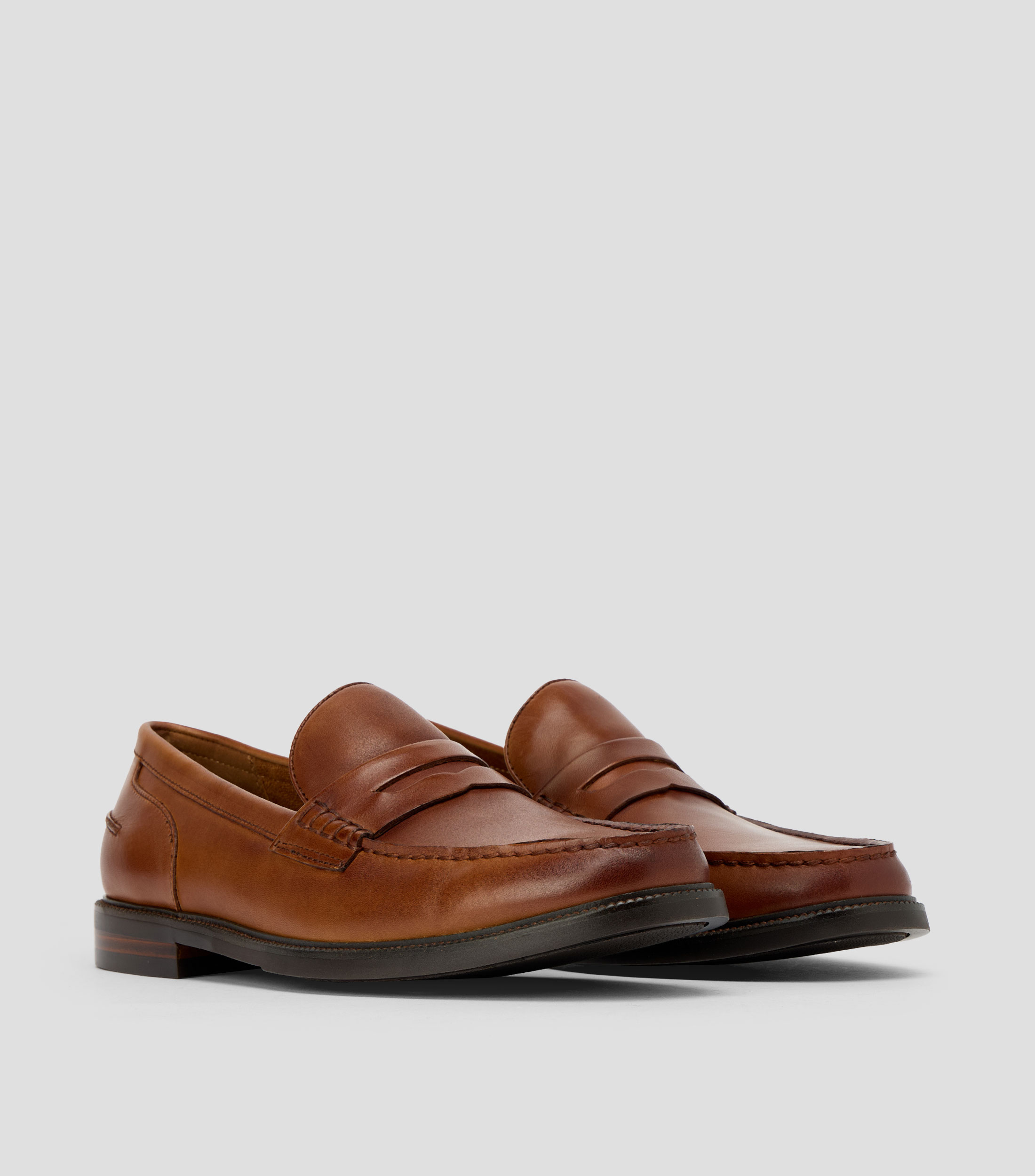 Mocasines en piel con banda Hombre
