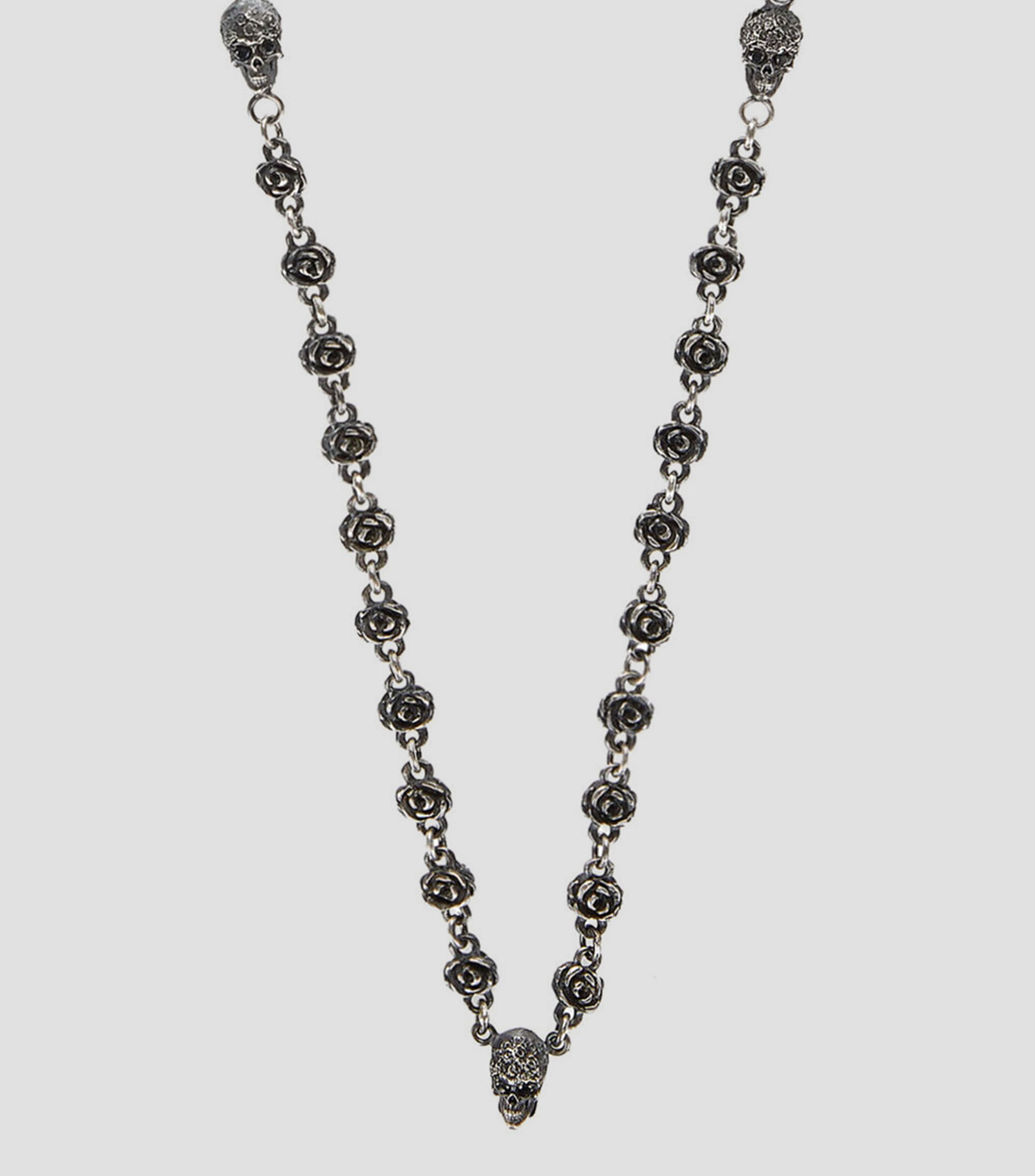 Collar Rose Skull en plata .925 Hombre
