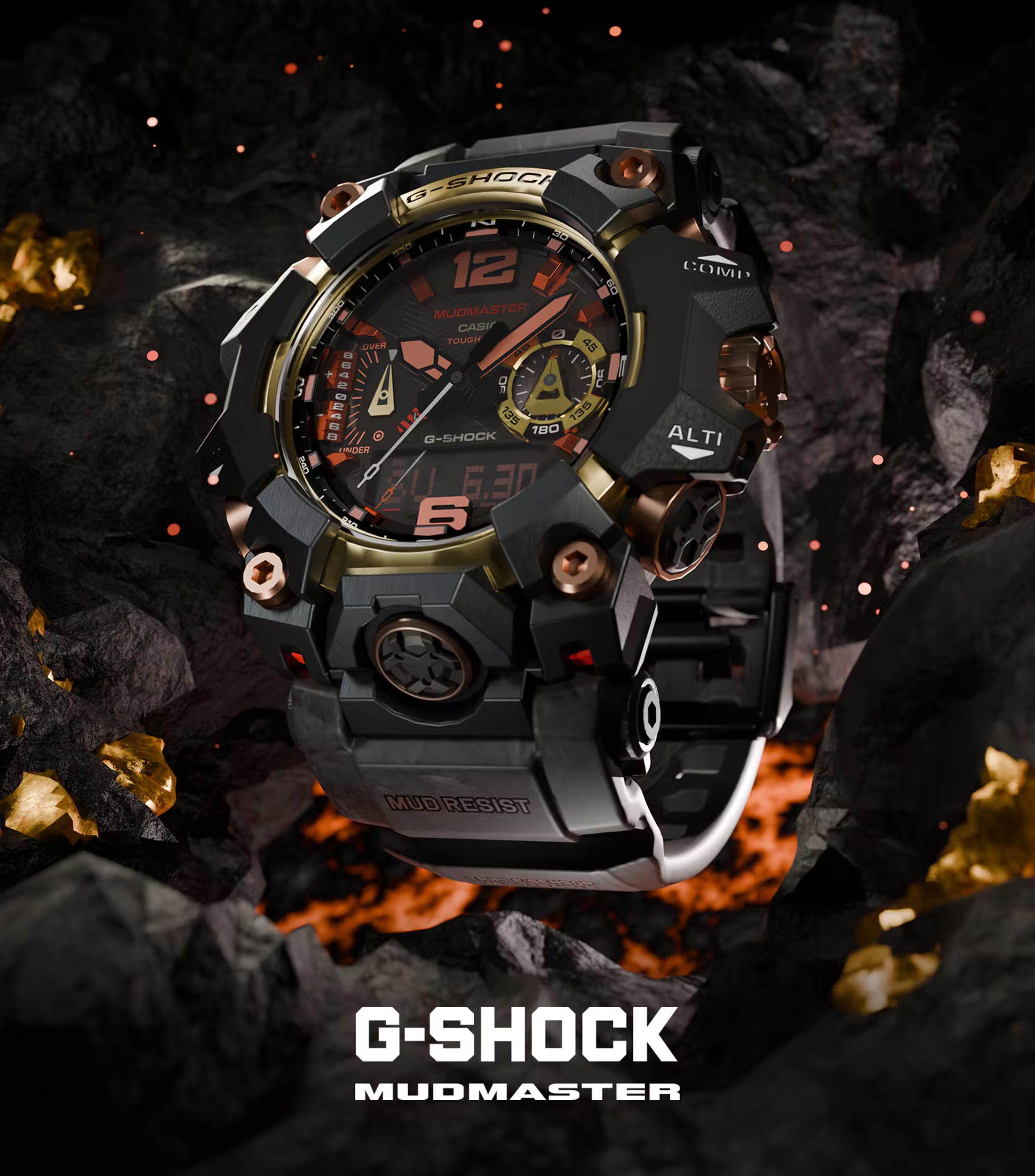 Reloj para hombre G-Shock Mudmaster Deportivo Negro, Oro rosa