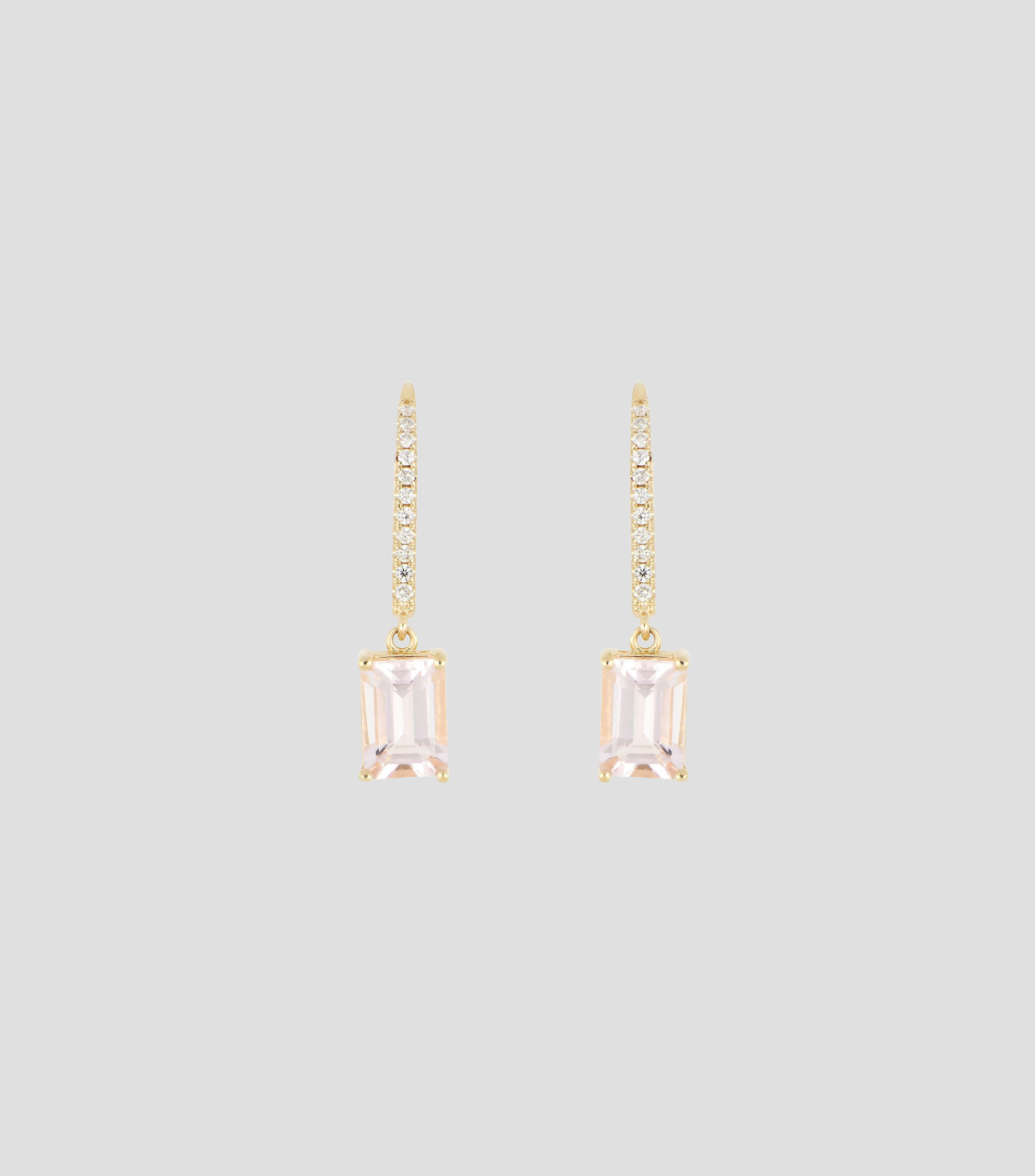 Aretes en Oro amarillo de 18 Kilates con Zafiro Rosa y Diamante Mujer