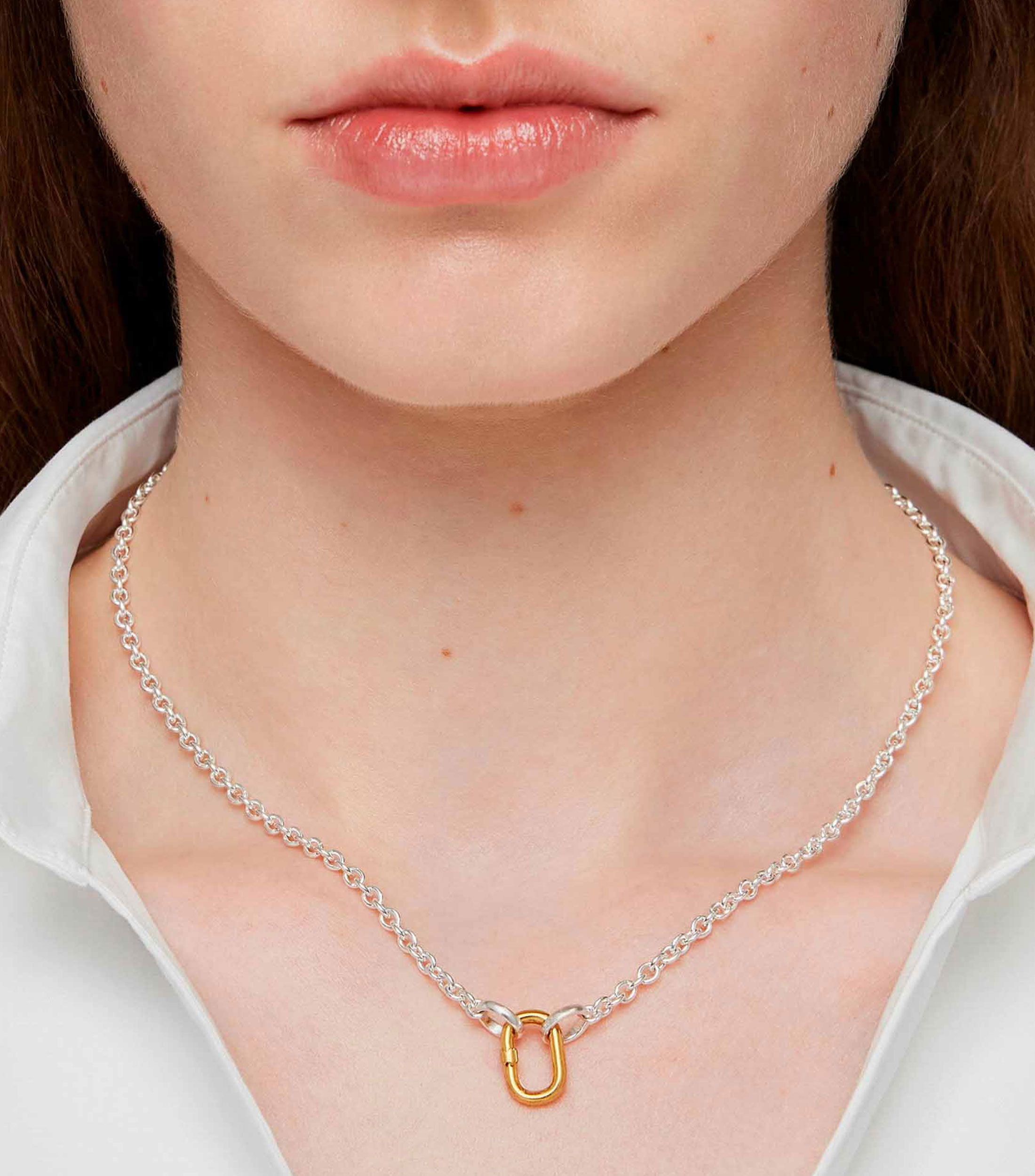 Anilla pequena en plata Hold Oval Mujer