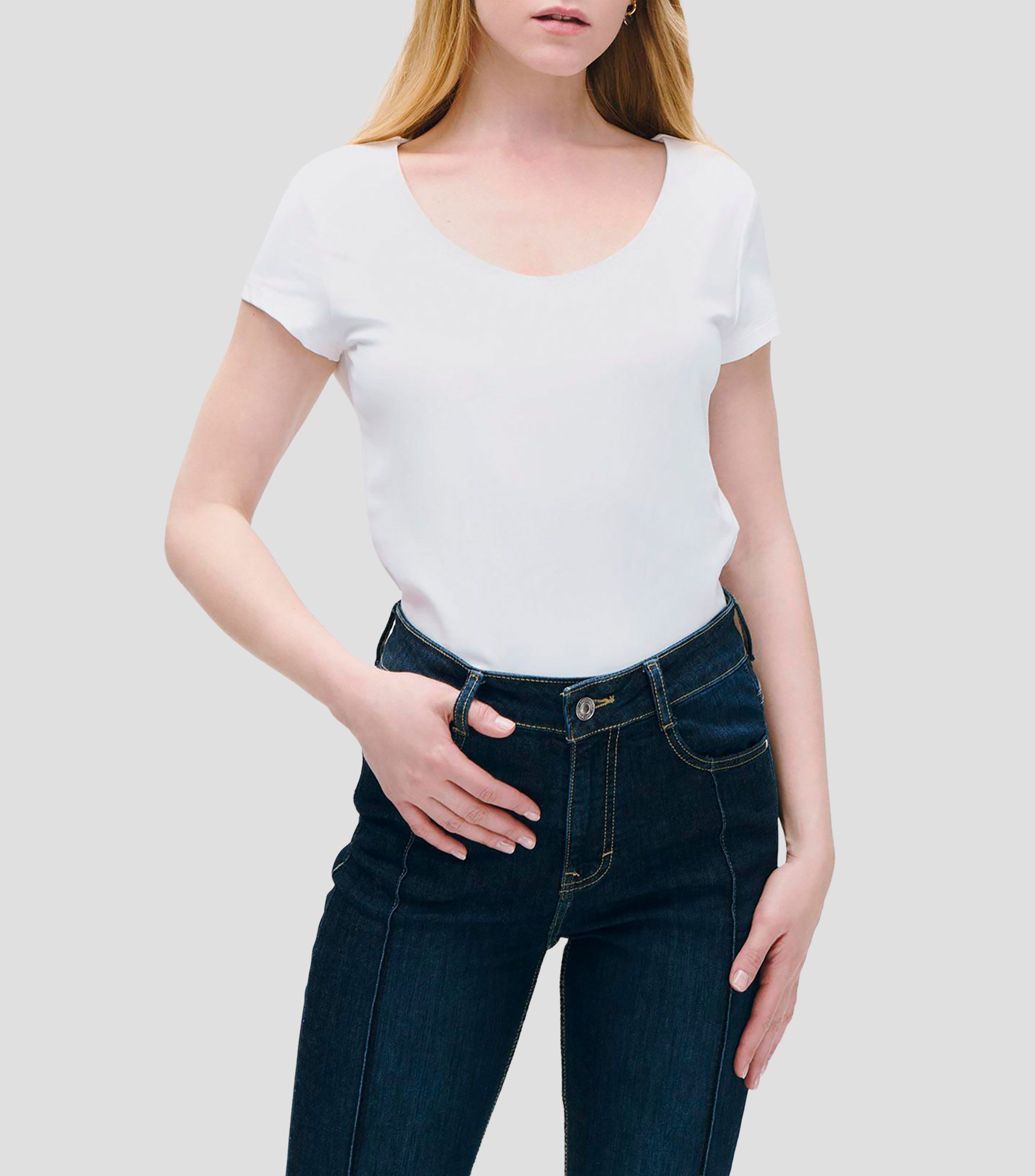 Blusa lisa manga corta Mujer