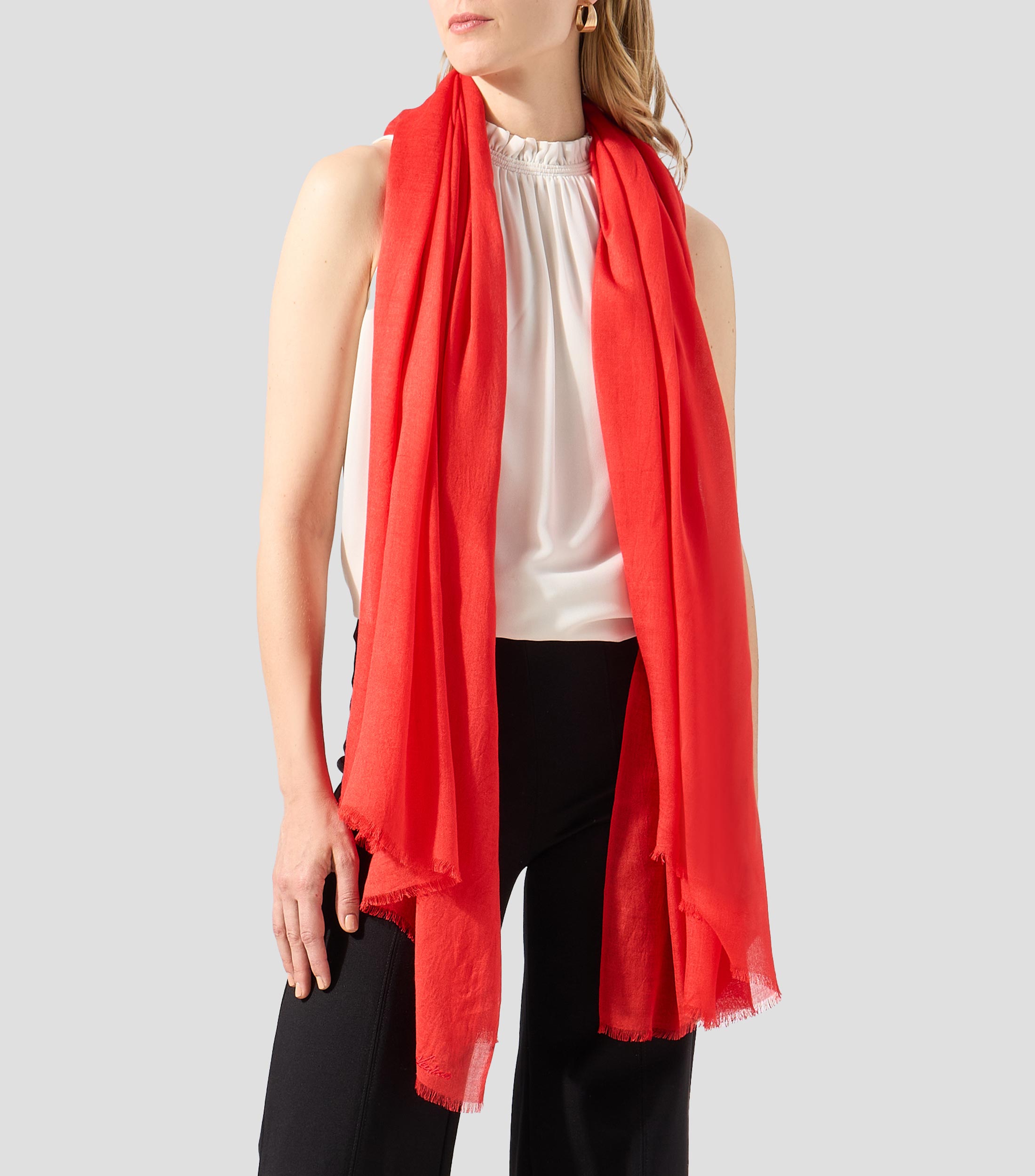 Foulard rojo liso Mujer