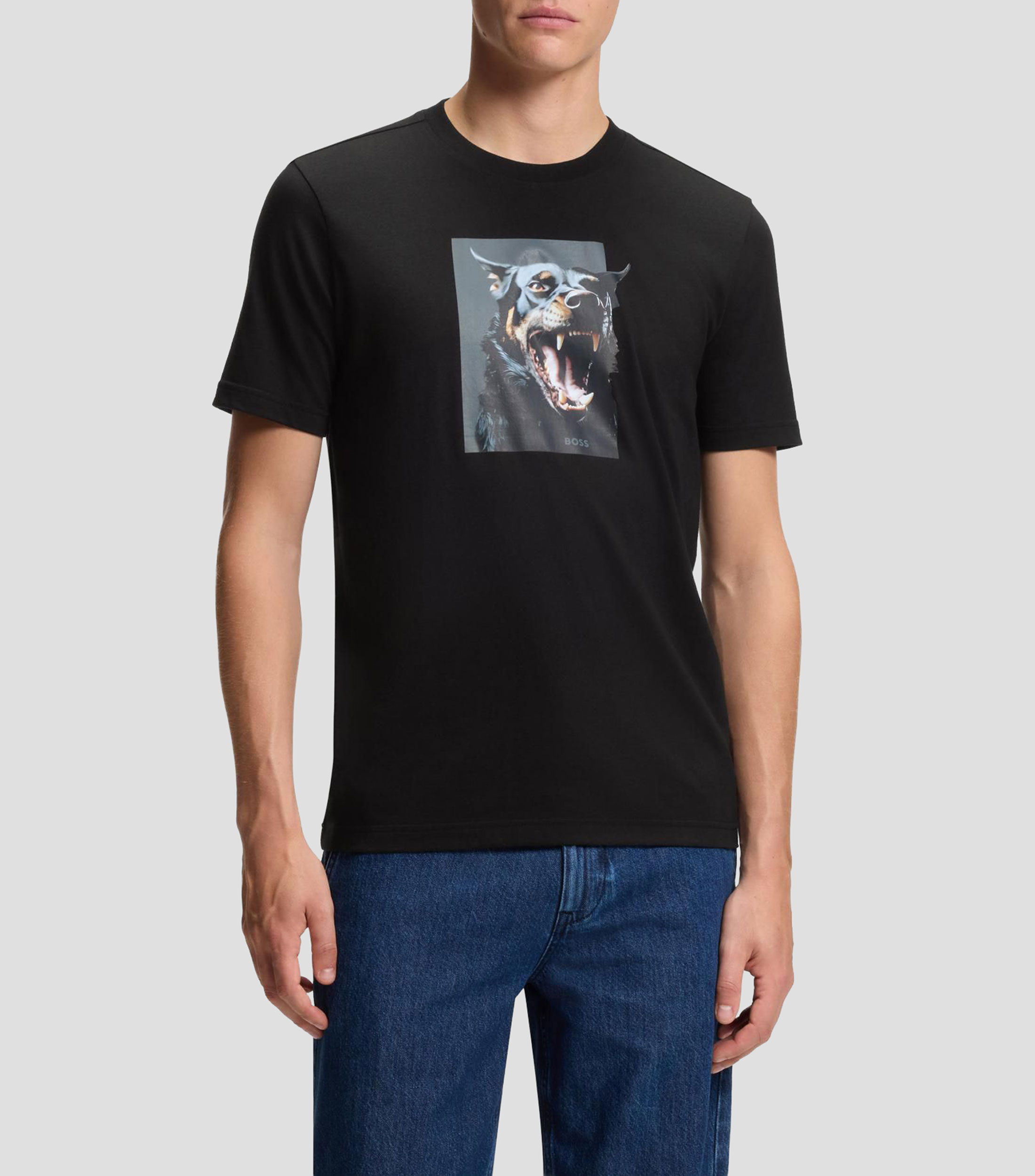 Playera de punto de algodón con ilustración animal Hombre