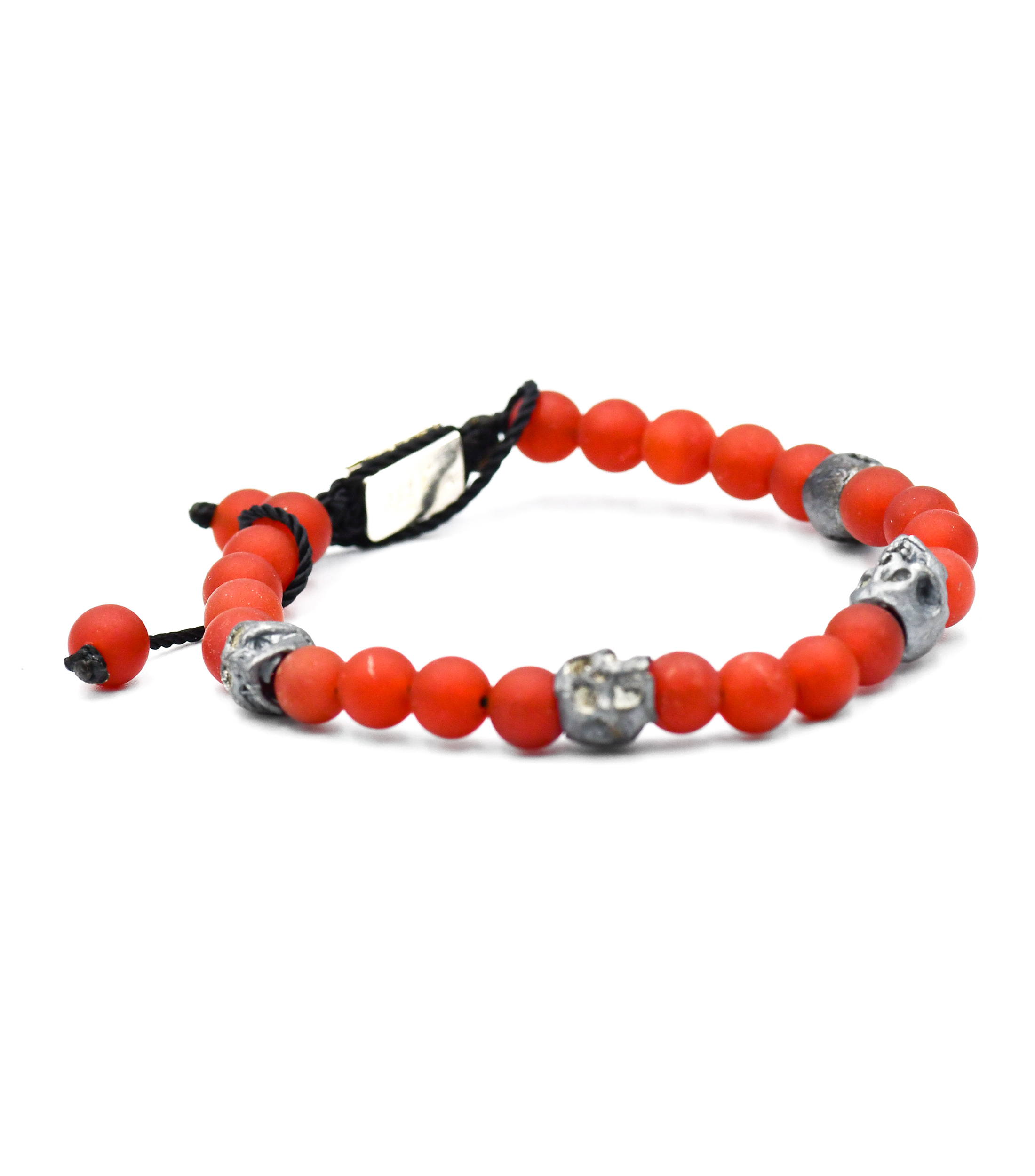 Pulsera en Plata .925 Rojo con Calaveras Unisex