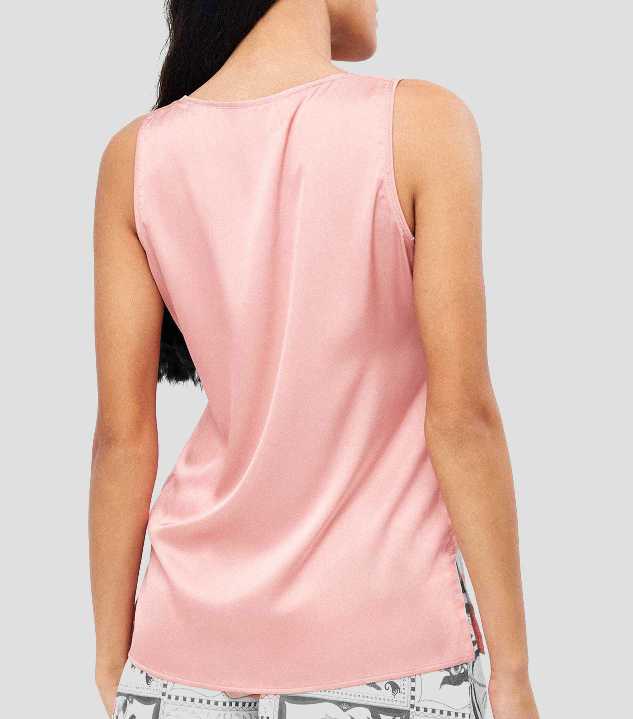 Playera pijama cuello redondo sin mangas lisa Mujer