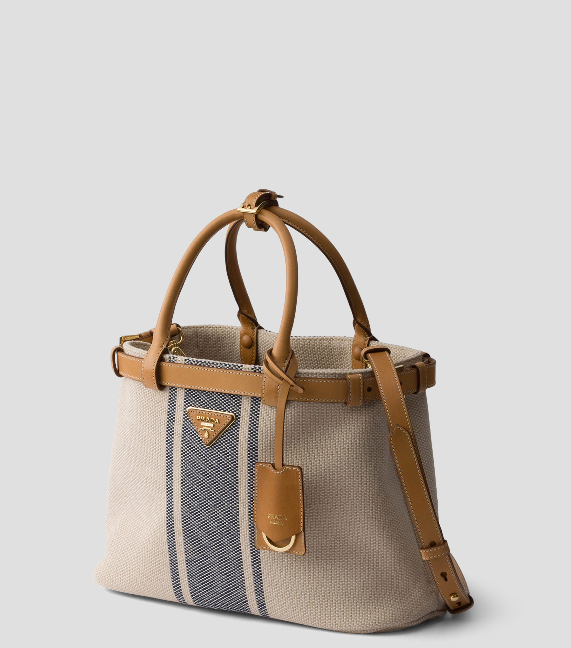 Bolsa Tote Beige con Detalles en Piel, Mujer