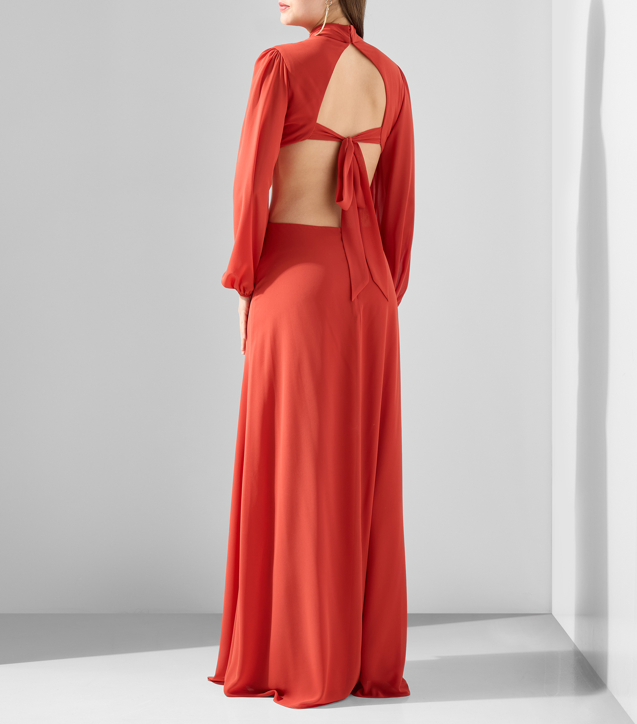 Vestido largo manga larga liso Mujer