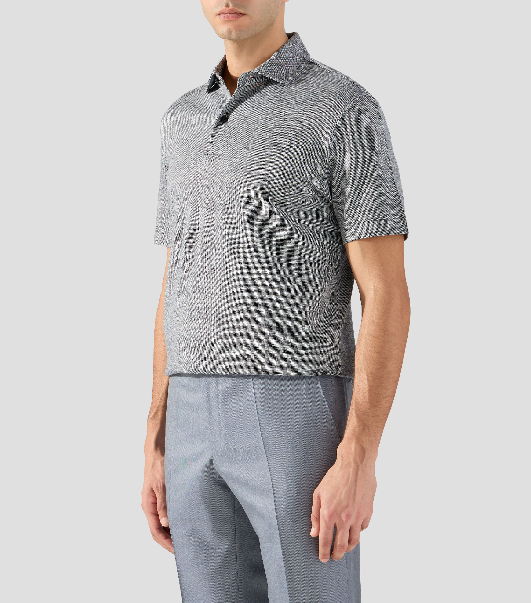 Playera tipo polo manga corta jaspeada Hombre