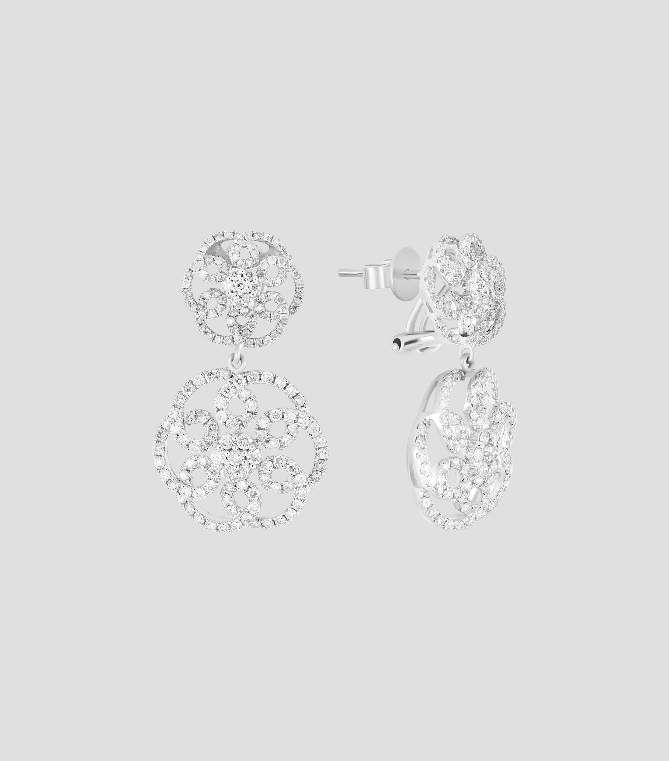 Aretes en oro blanco de 18 kilates con diamantes Mujer