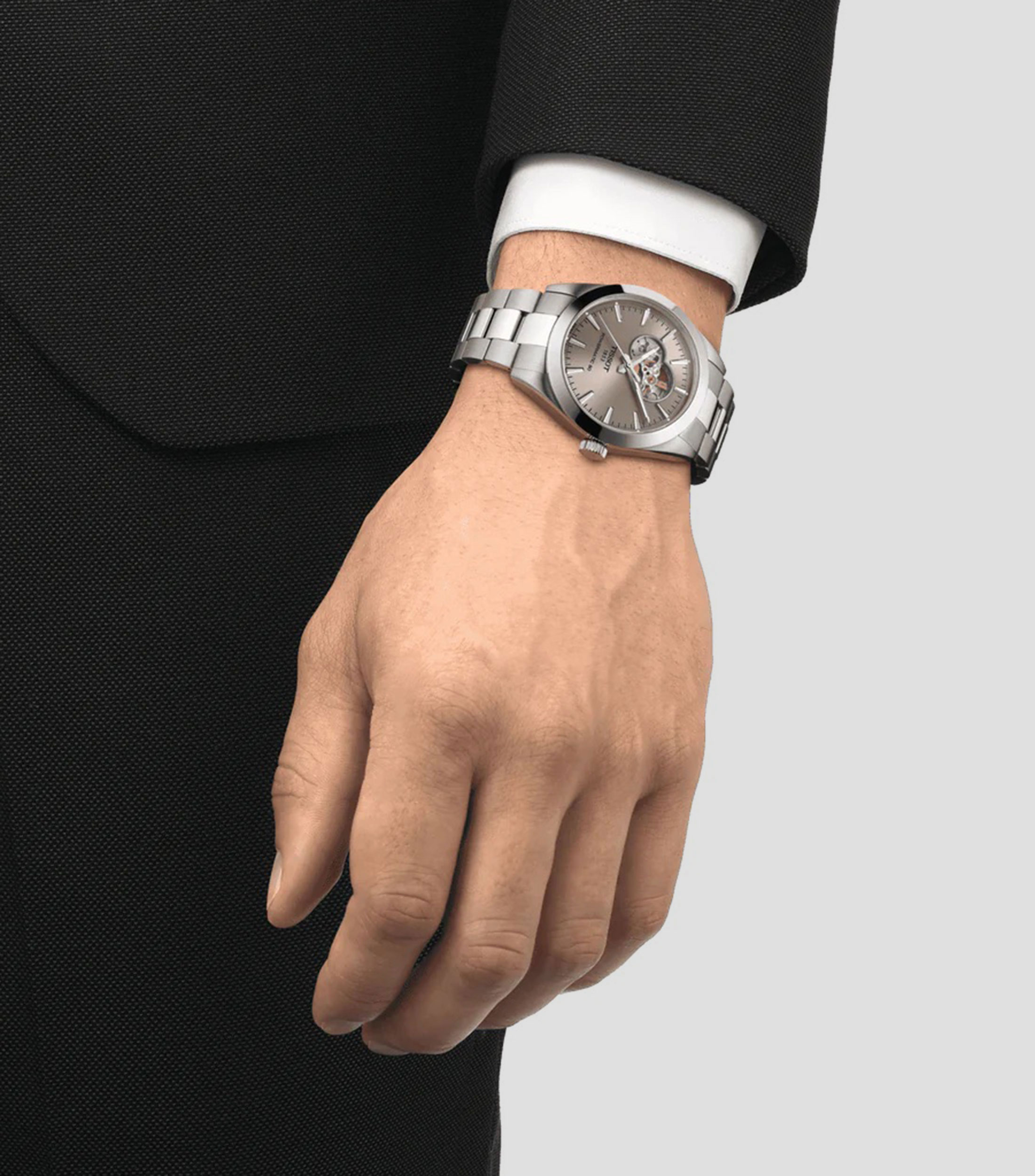 Reloj para hombre Powermatic Open Heart casual Plateado