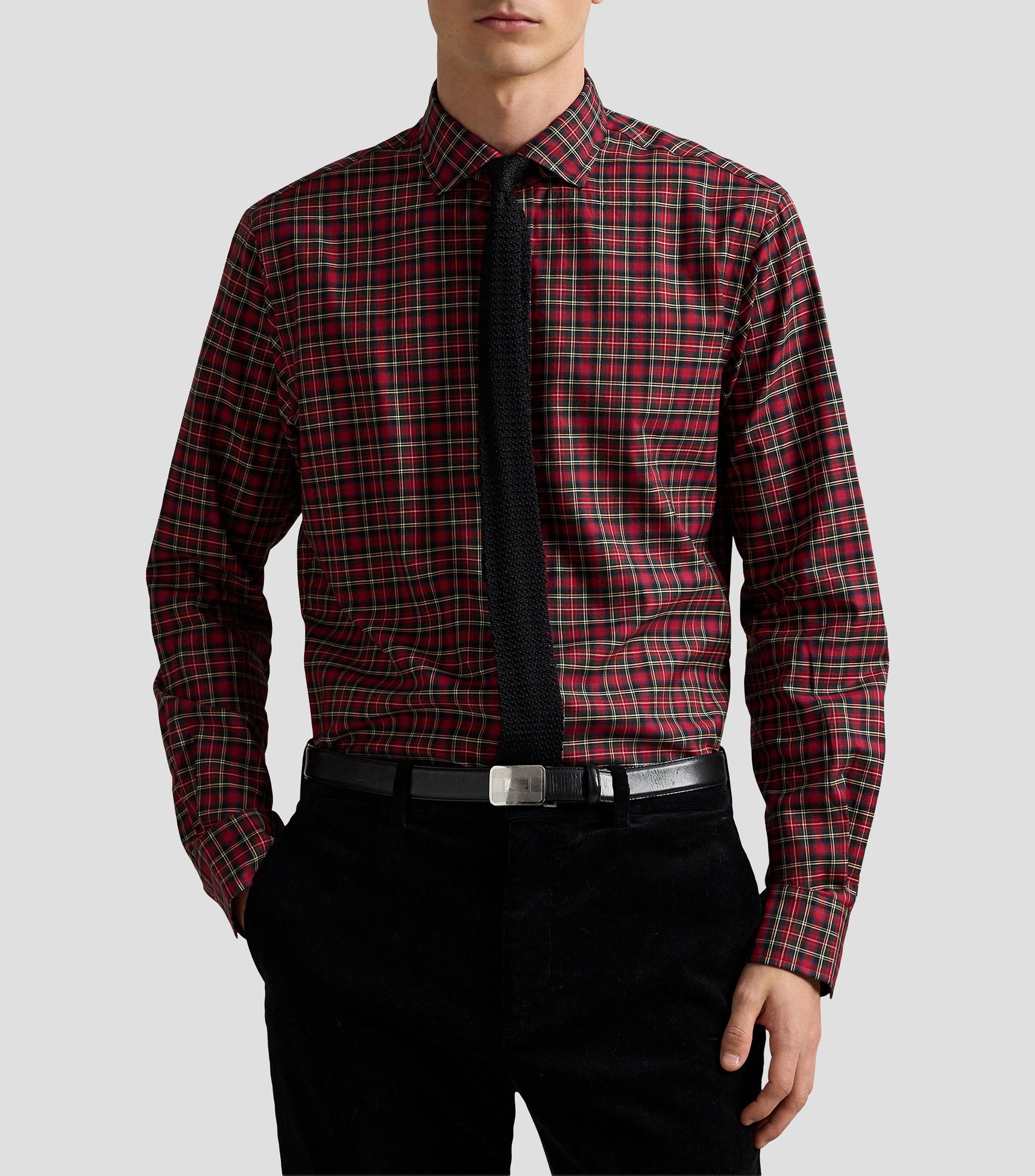 Camisa de cuadros manga larga Hombre