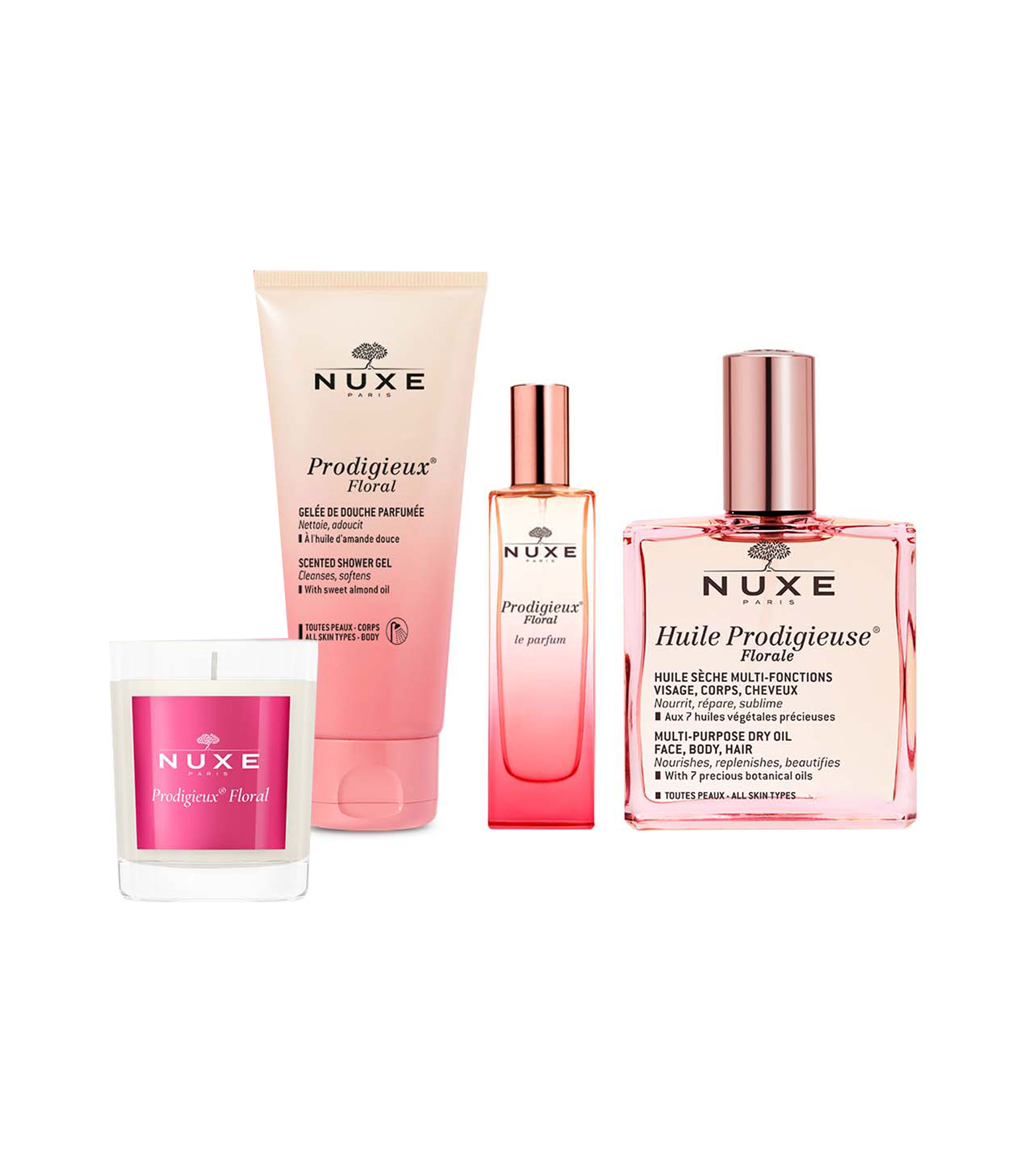 Set rutina completa happy in pink con huile prodigieuse florale Unisex