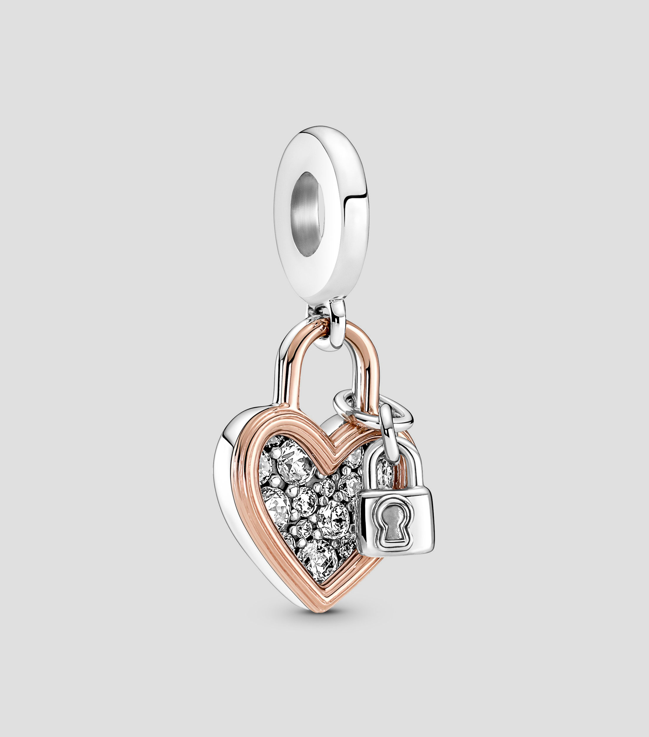 Charm Doble Corazon EN Plata .925 con Zirconia Mujer