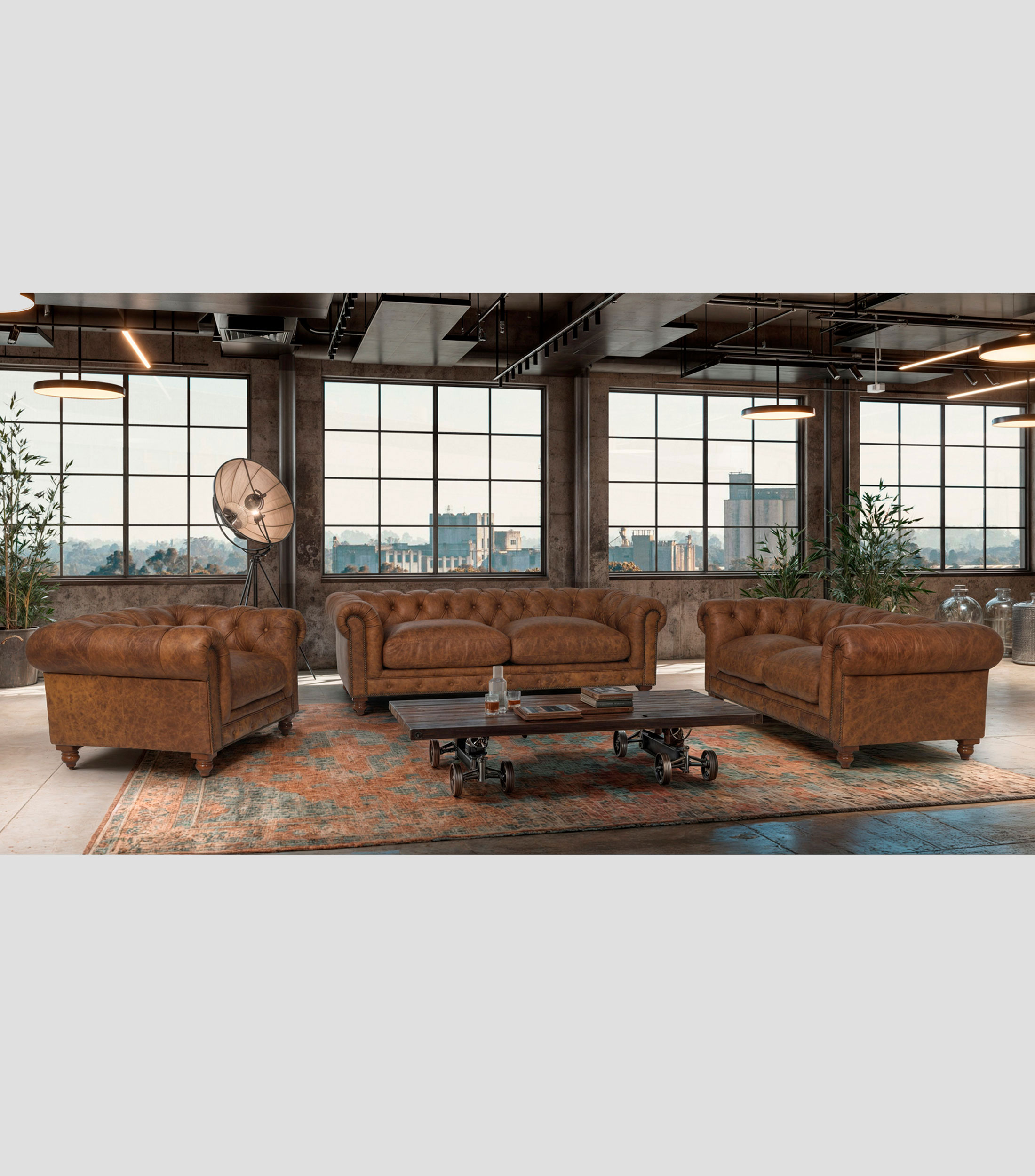 Love Seat en piel Malt Whisky