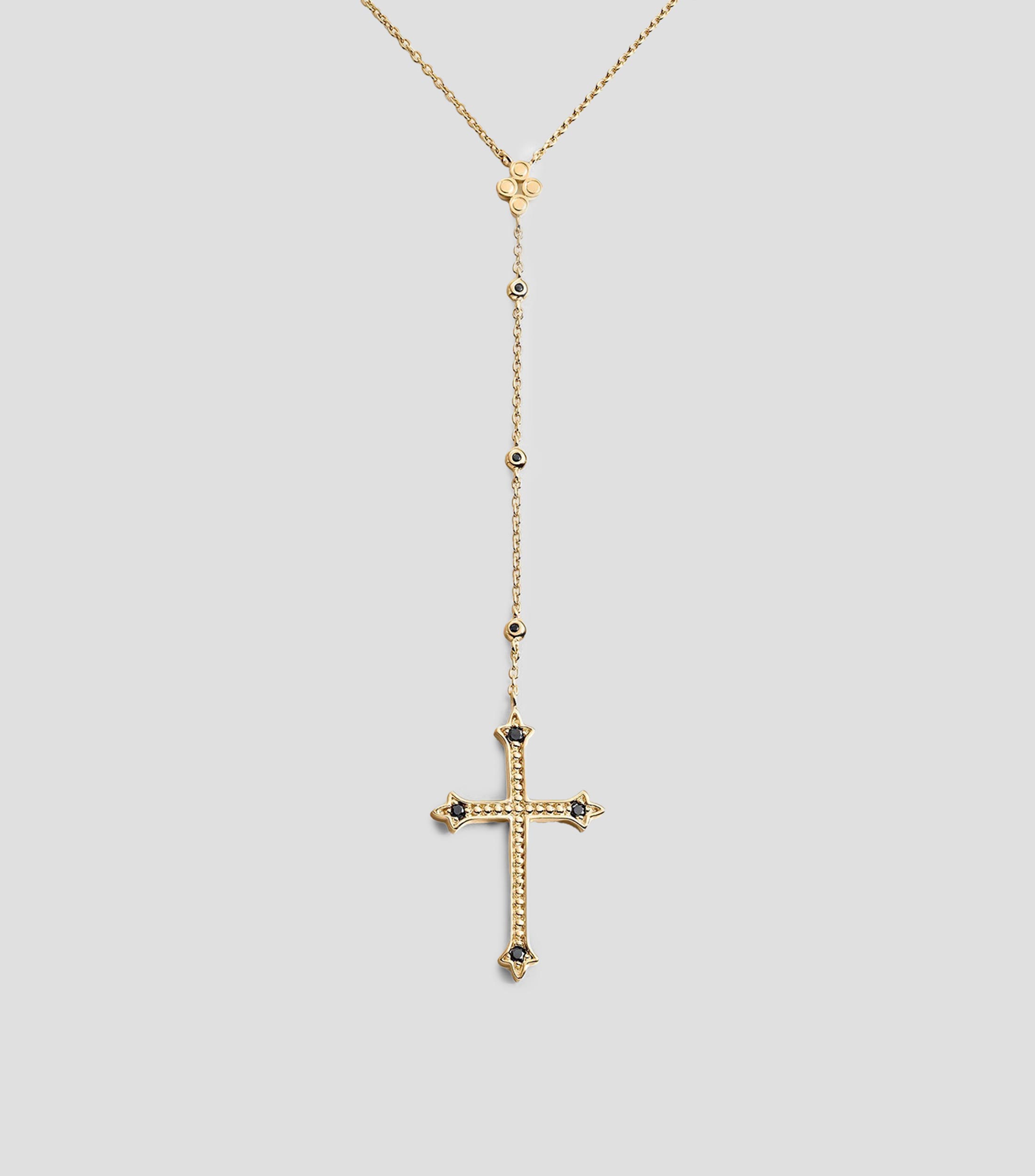 Collar en plata .925 con cruz grande y espinelas Mujer
