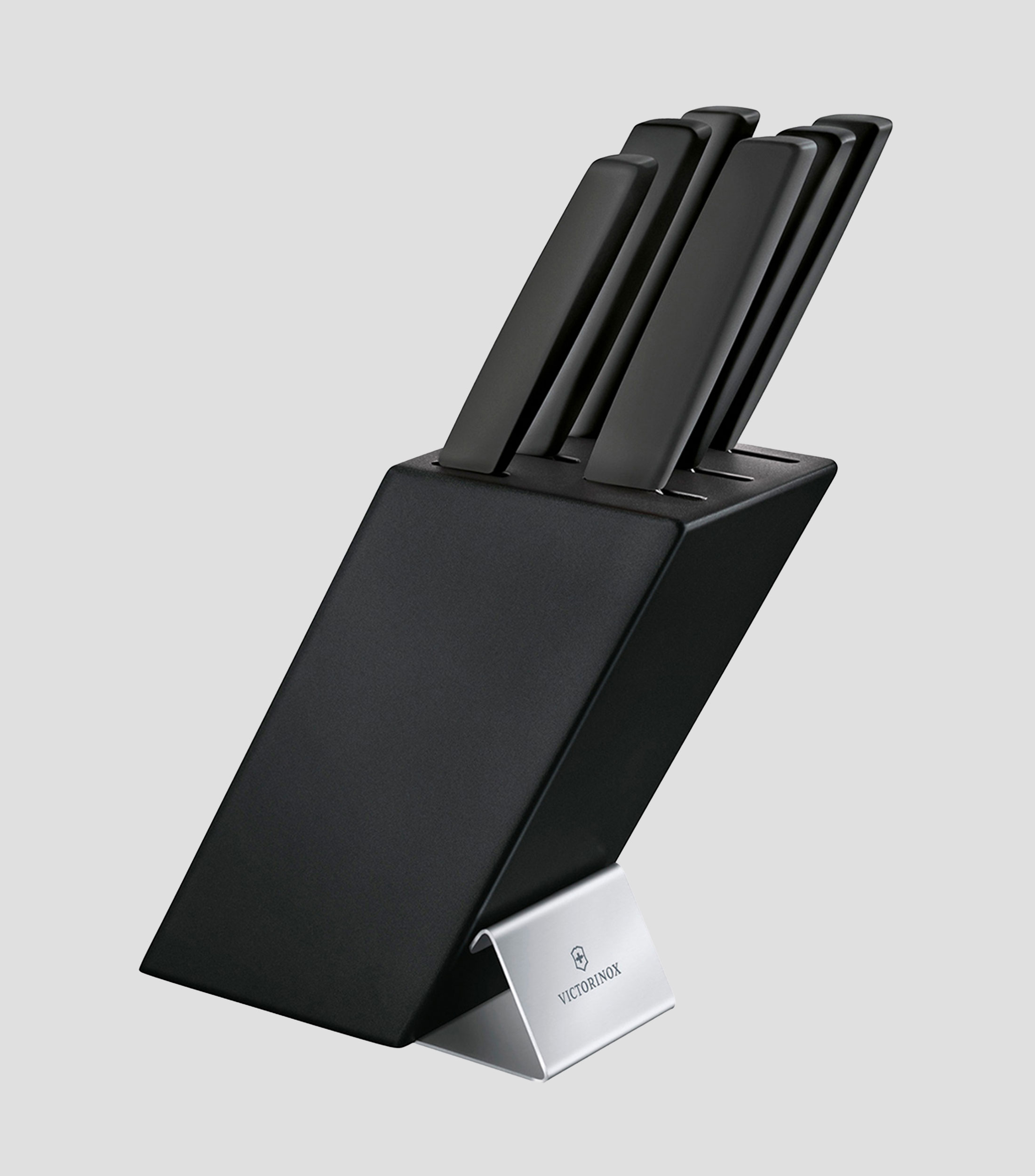 Soporte para cuhillos + 6 piezas en acero inoxidable