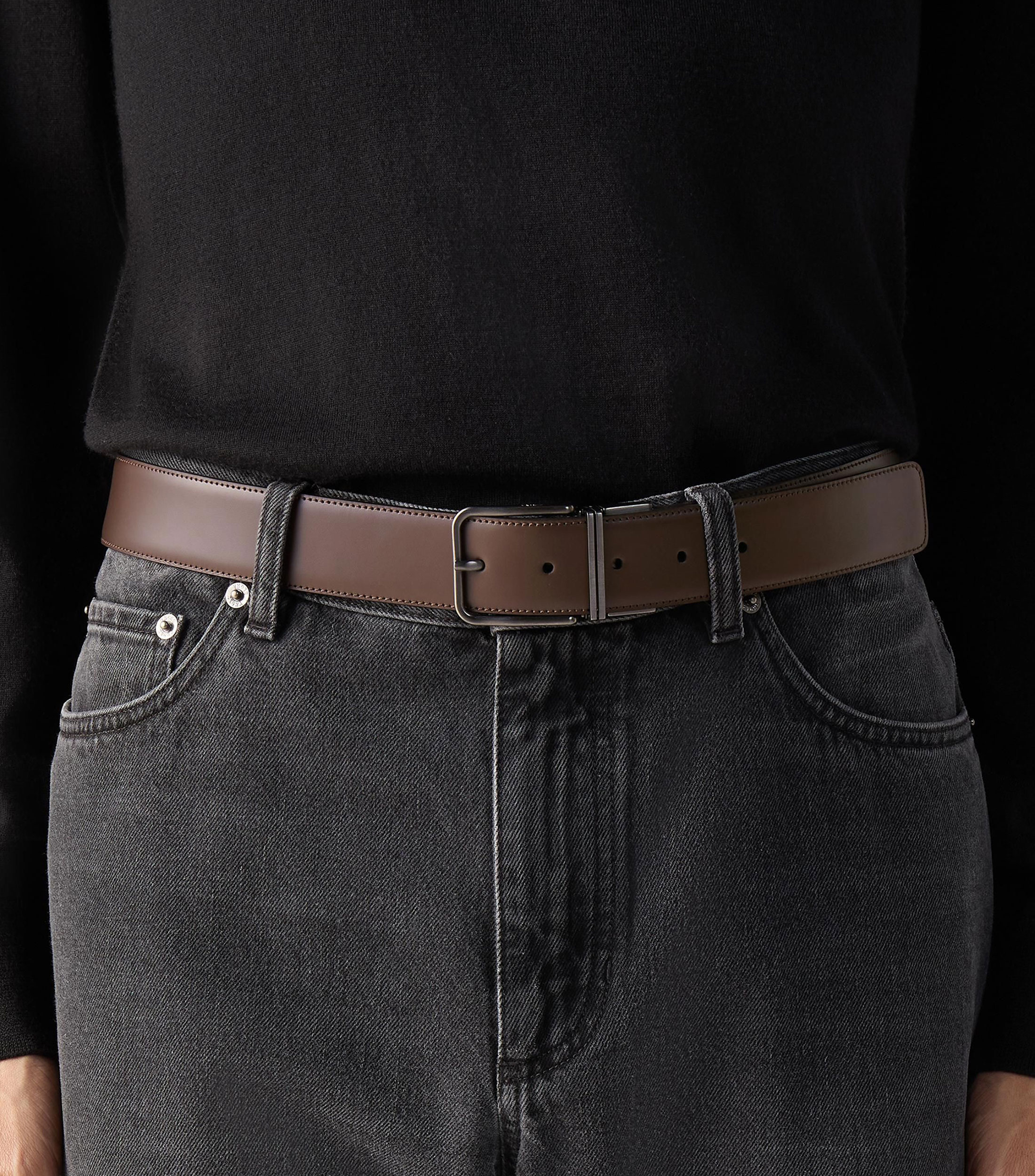 Cinturón reversible en piel casual Hombre