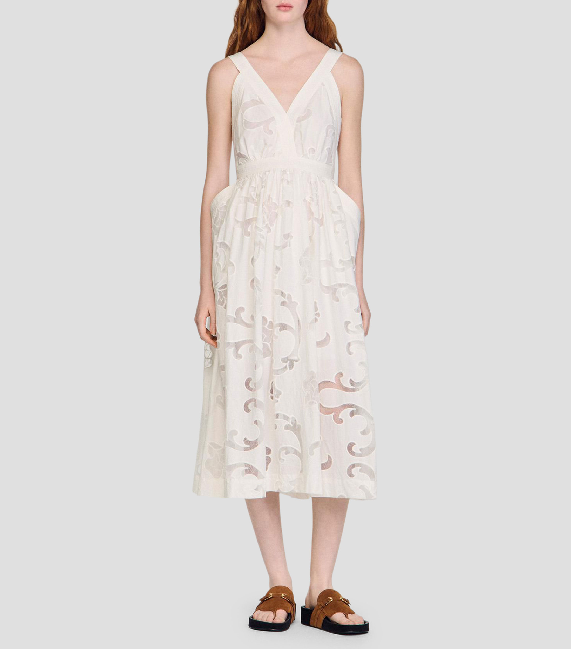 Vestido midi liso Mujer