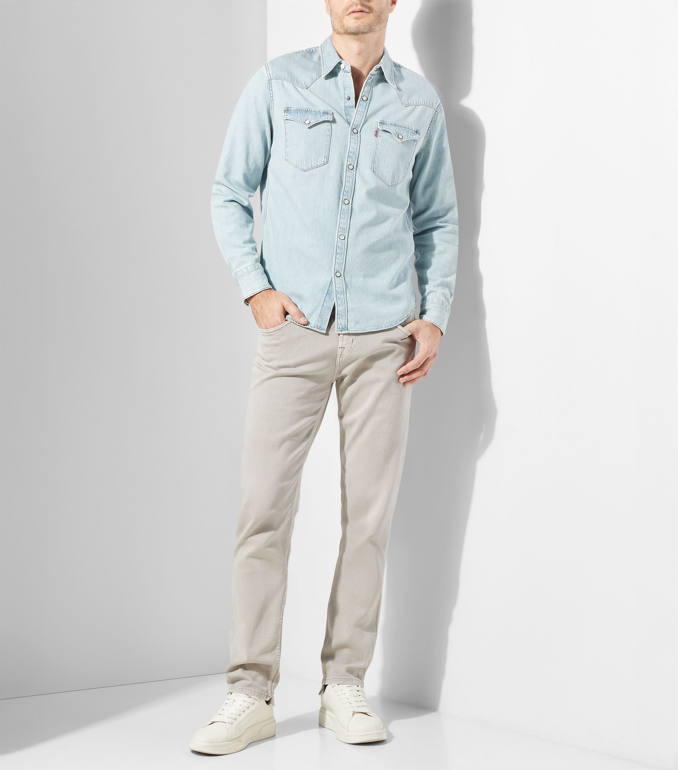 Camisa lisa manga larga Hombre
