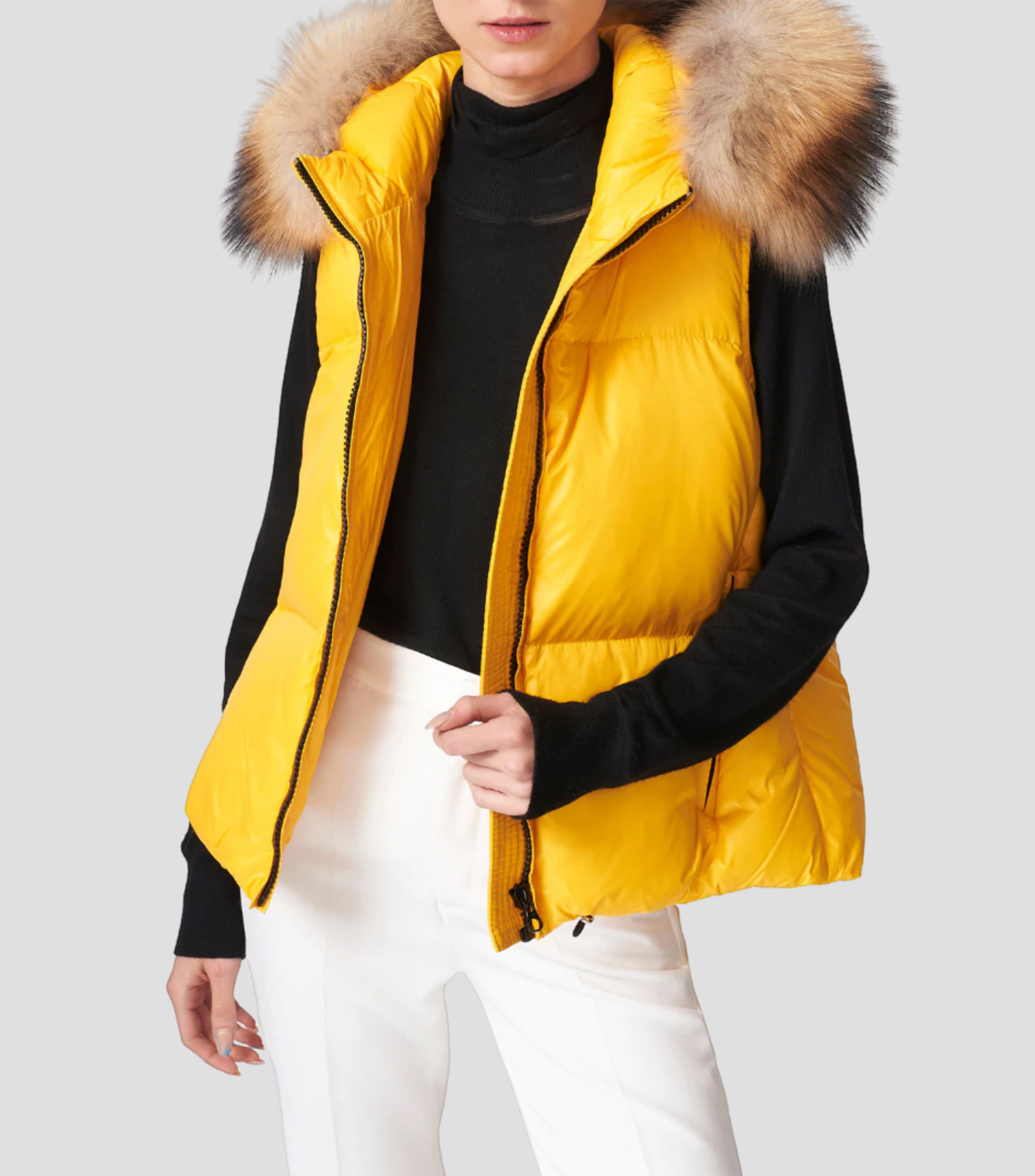 Chaleco acolchado con capucha liso Mujer