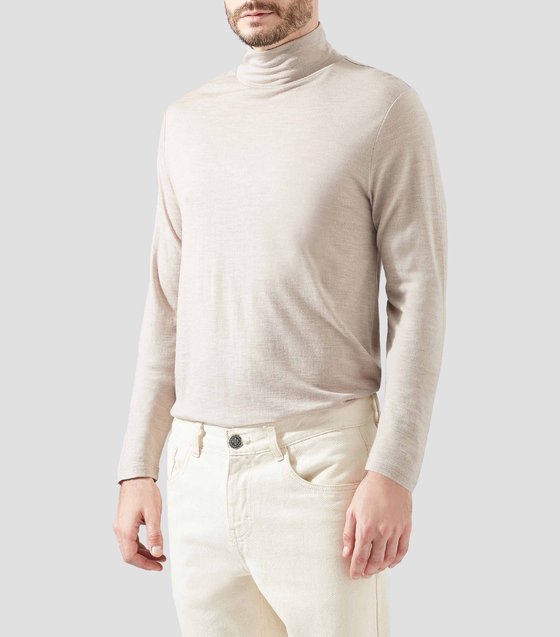 Playera Cuello alto manga larga jaspeado Hombre