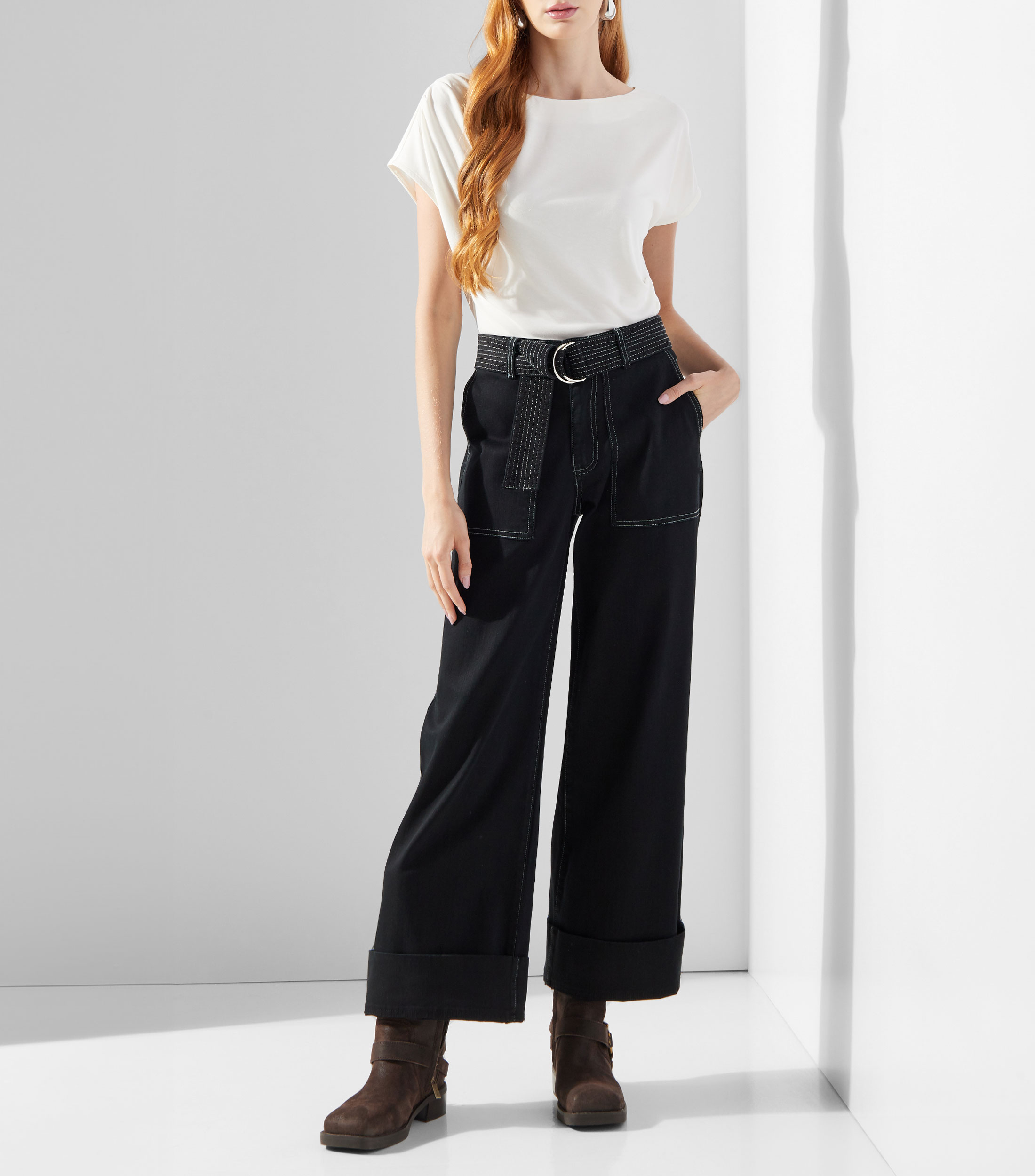 Blusa lisa manga corta Mujer