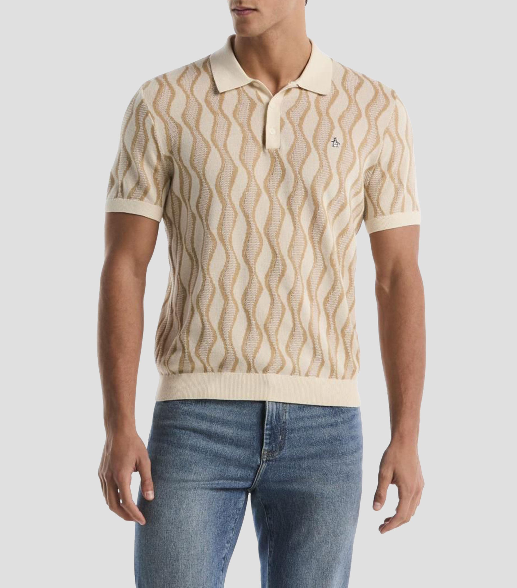 Playera tipo polo manga corta estampada Hombre