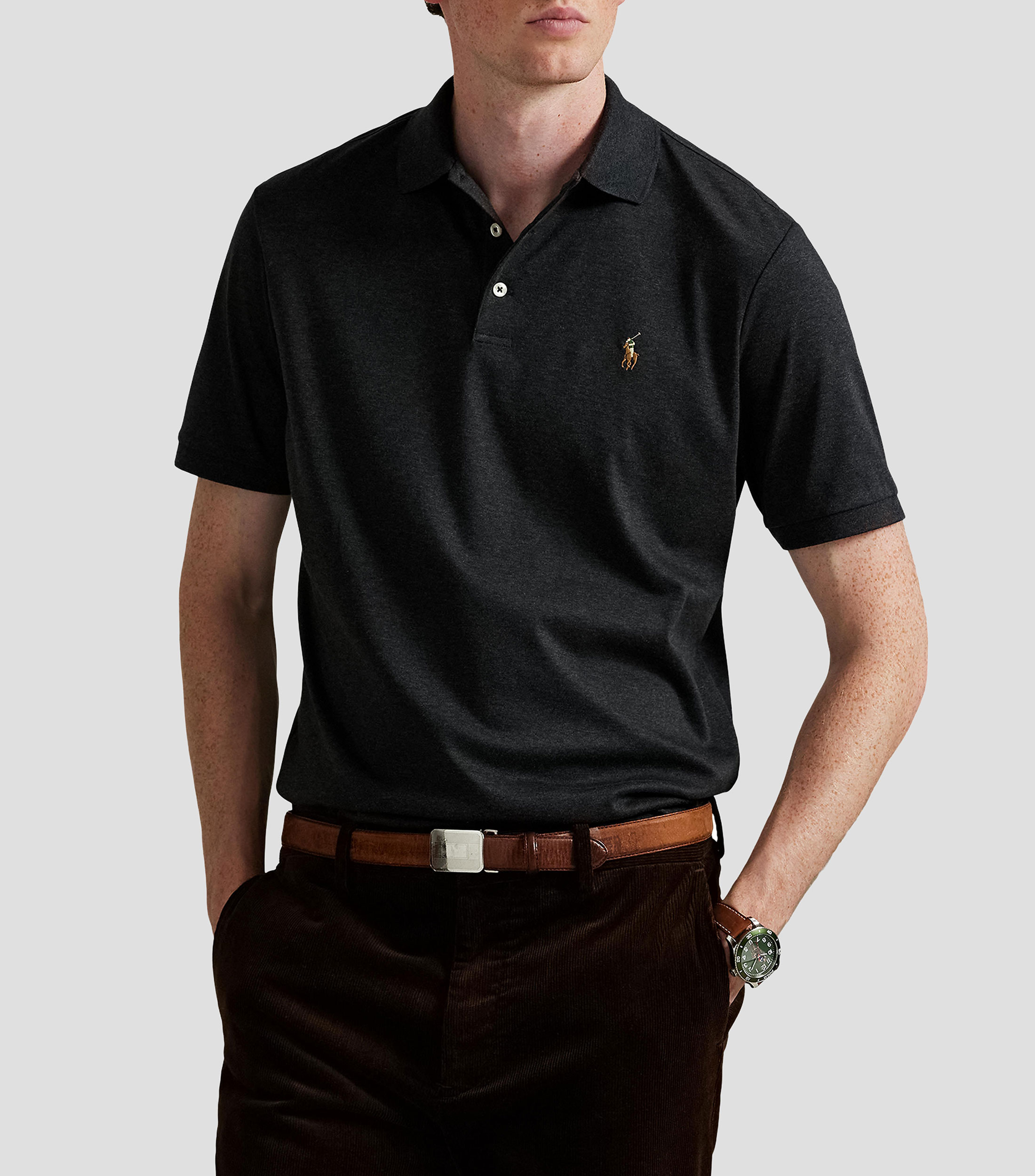 Playera tipo polo manga corta lisa Hombre