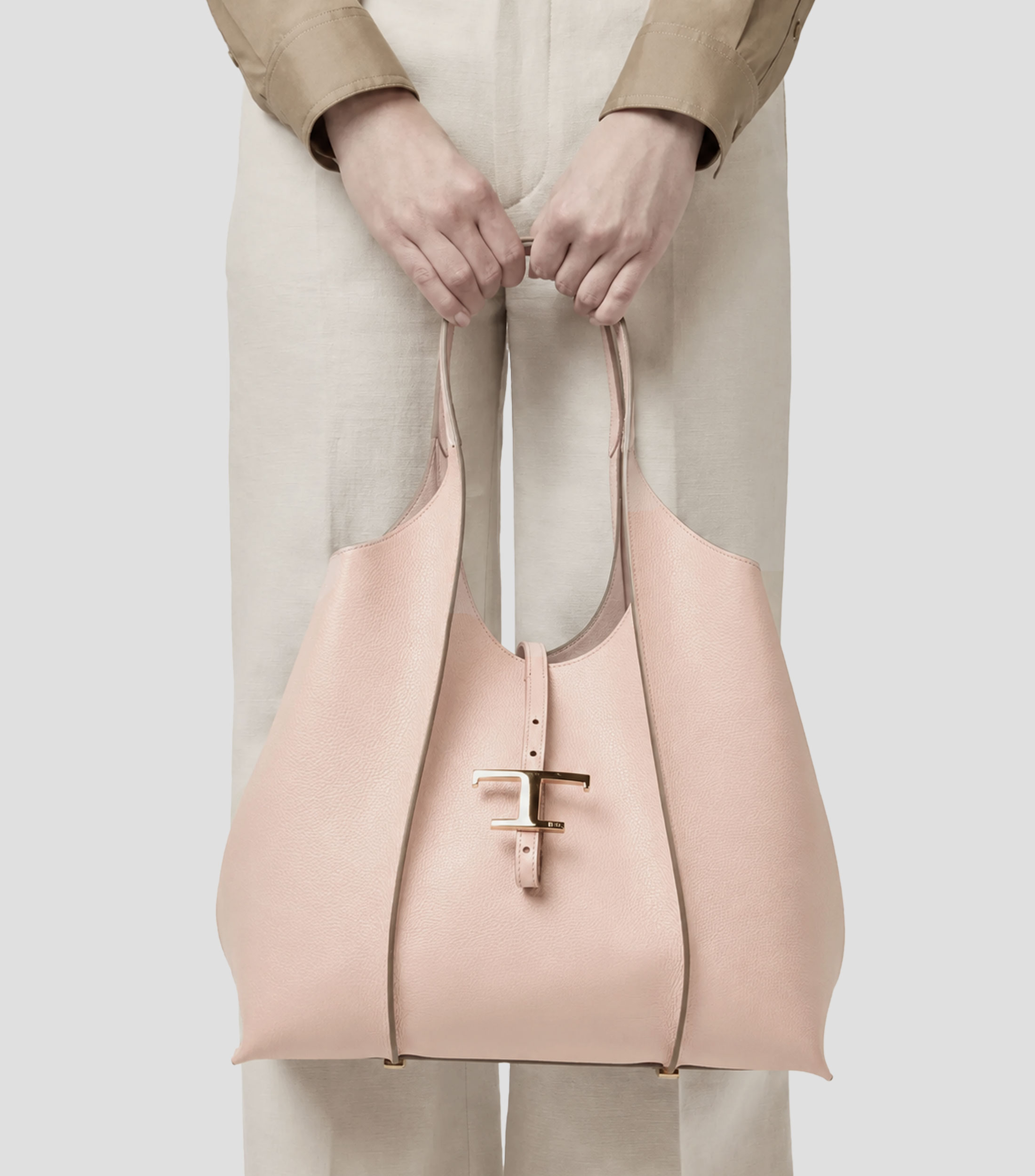 Bolsa tote lisa con detalle texturizado Mujer