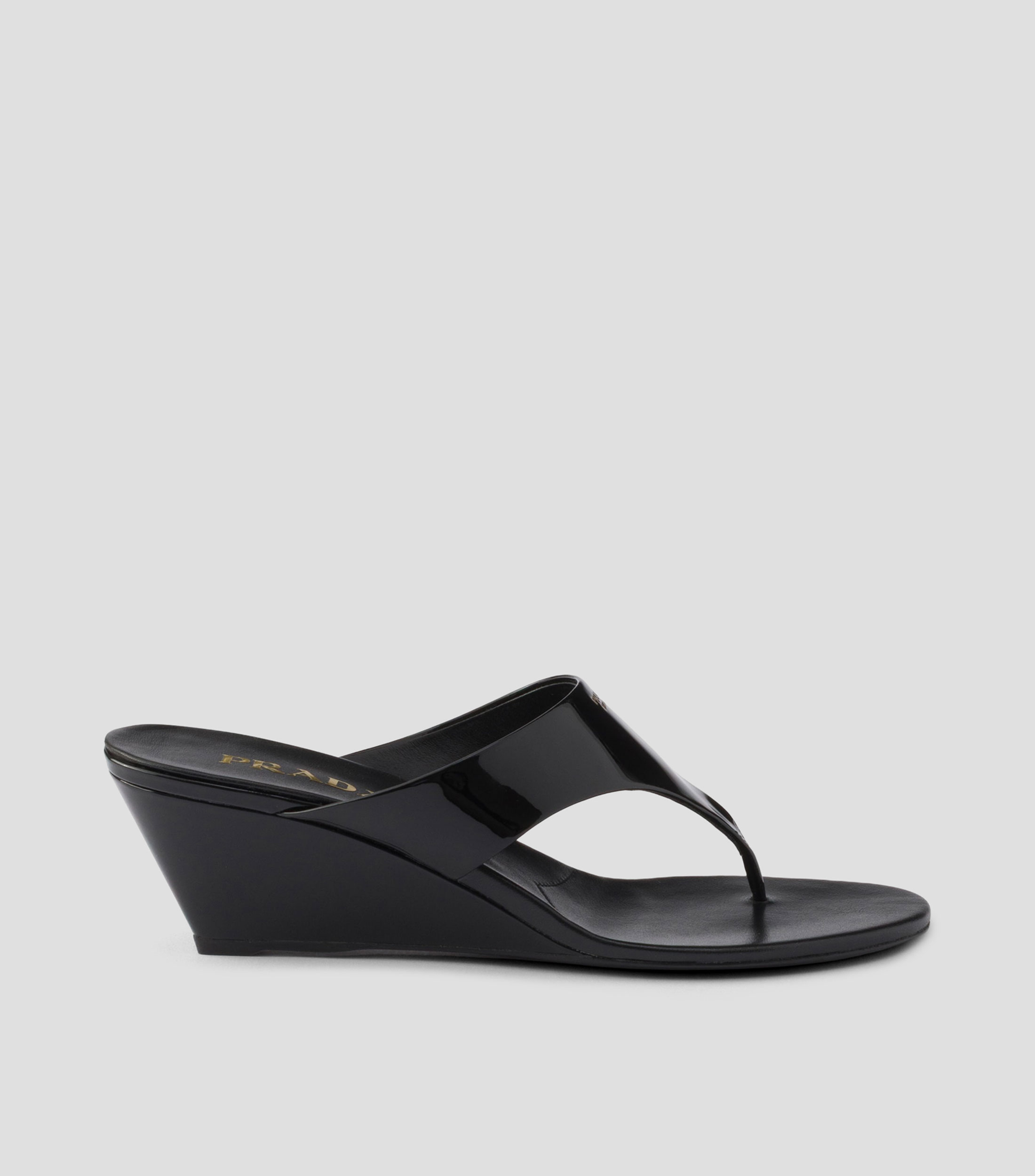 Sandalias en piel de tacón bajo de cuña Mujer