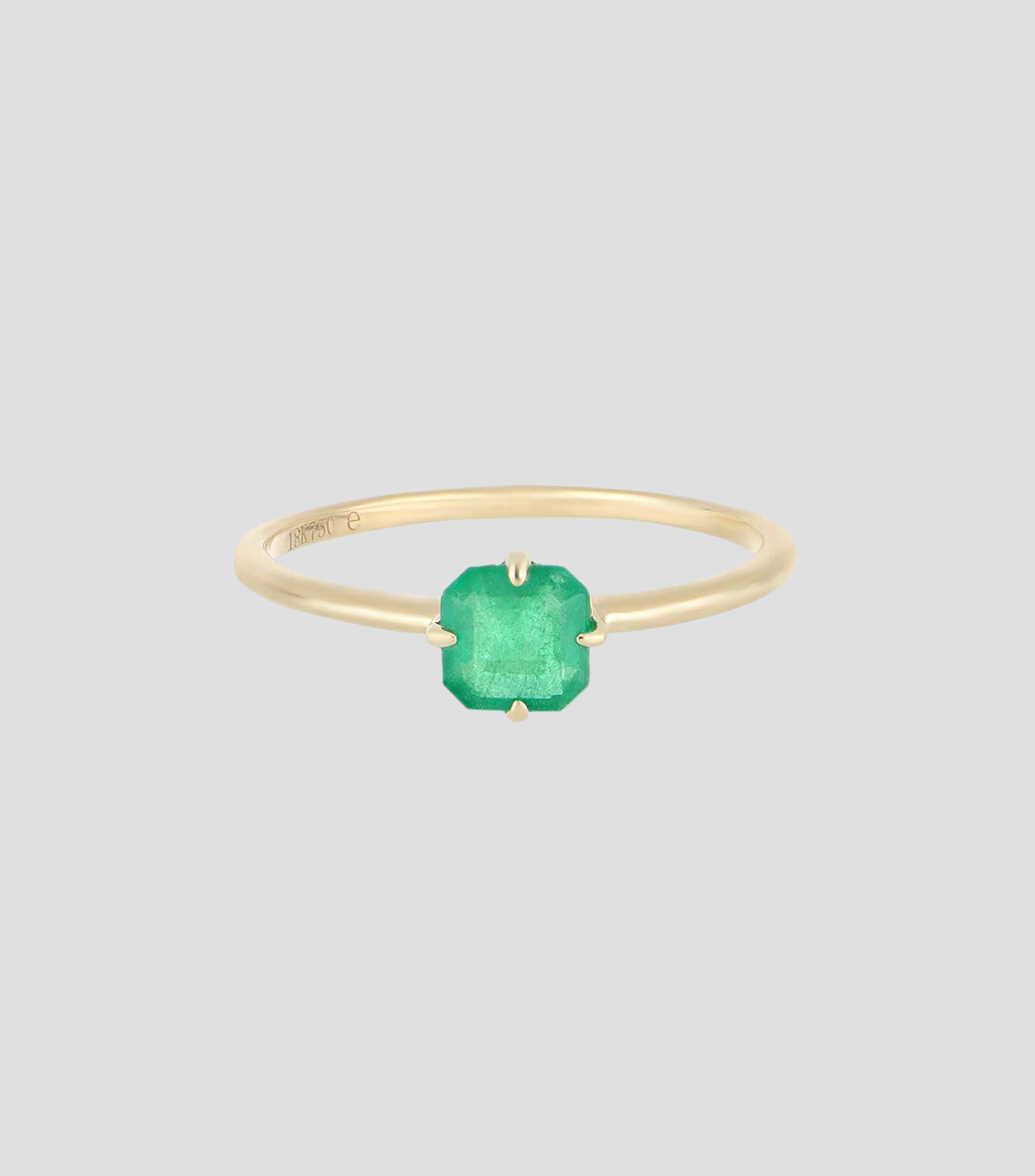 Anillo en Oro de 18 Kilates con Esmeralda Mujer