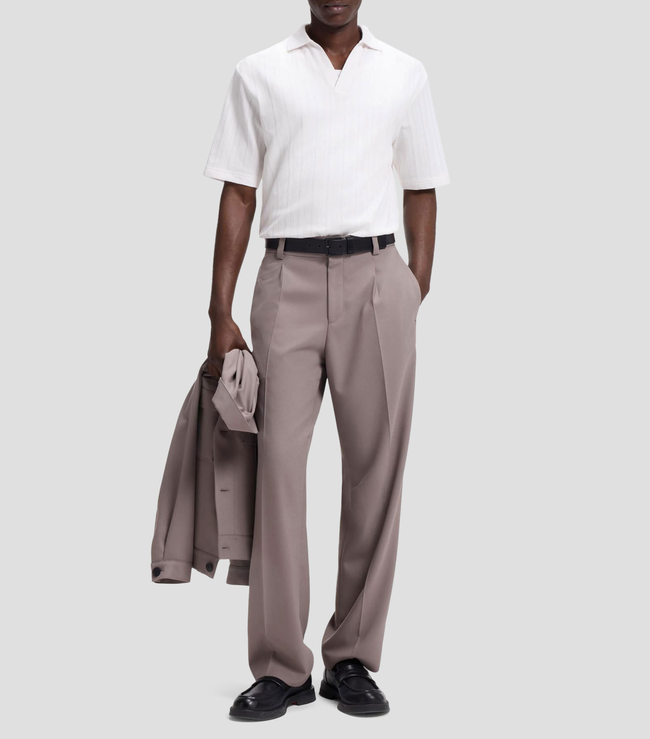 Polo de jacquard a rayas Hombre