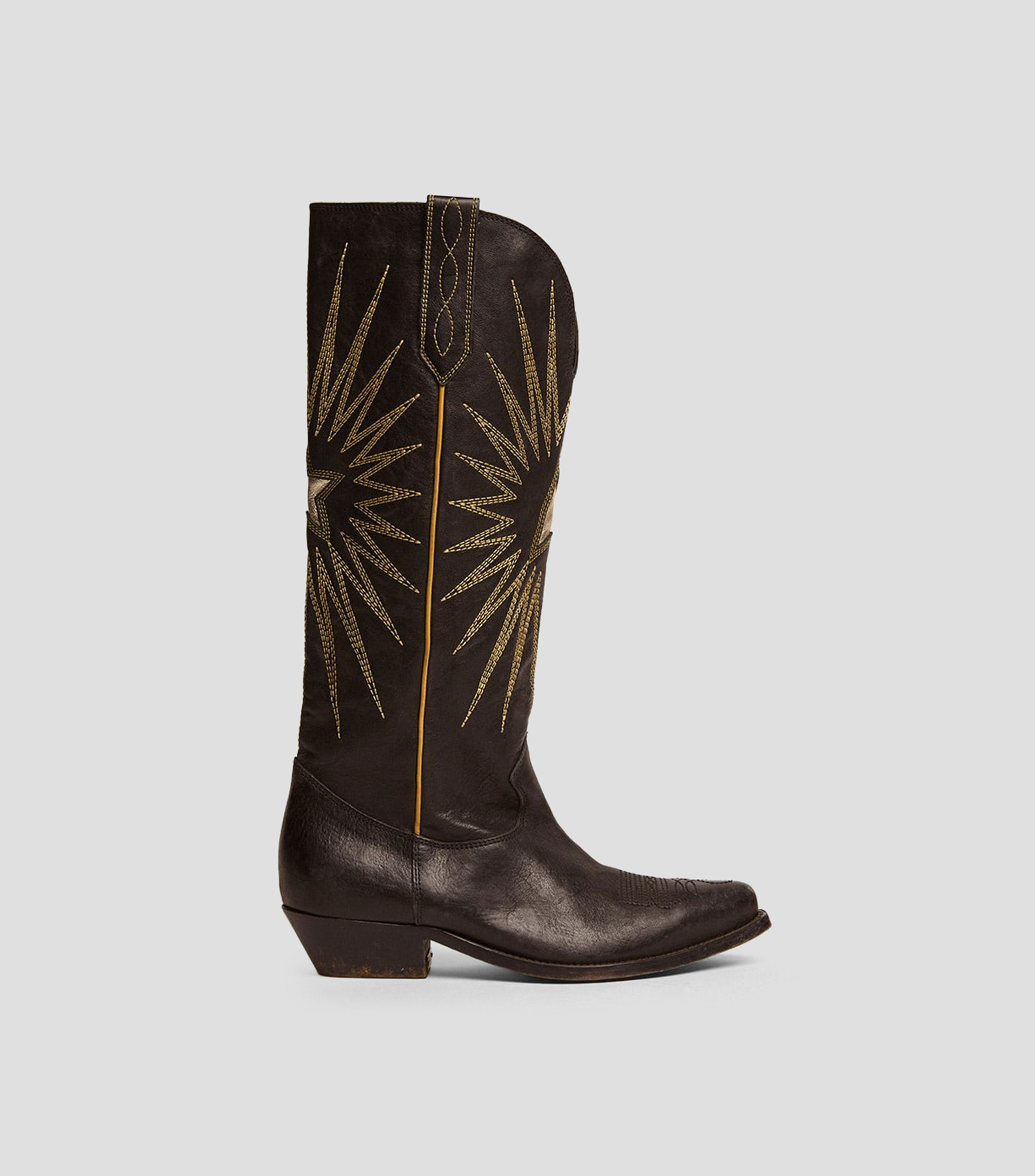Botas vaqueras largas Wish Star en piel con tacón medio y ancho Mujer