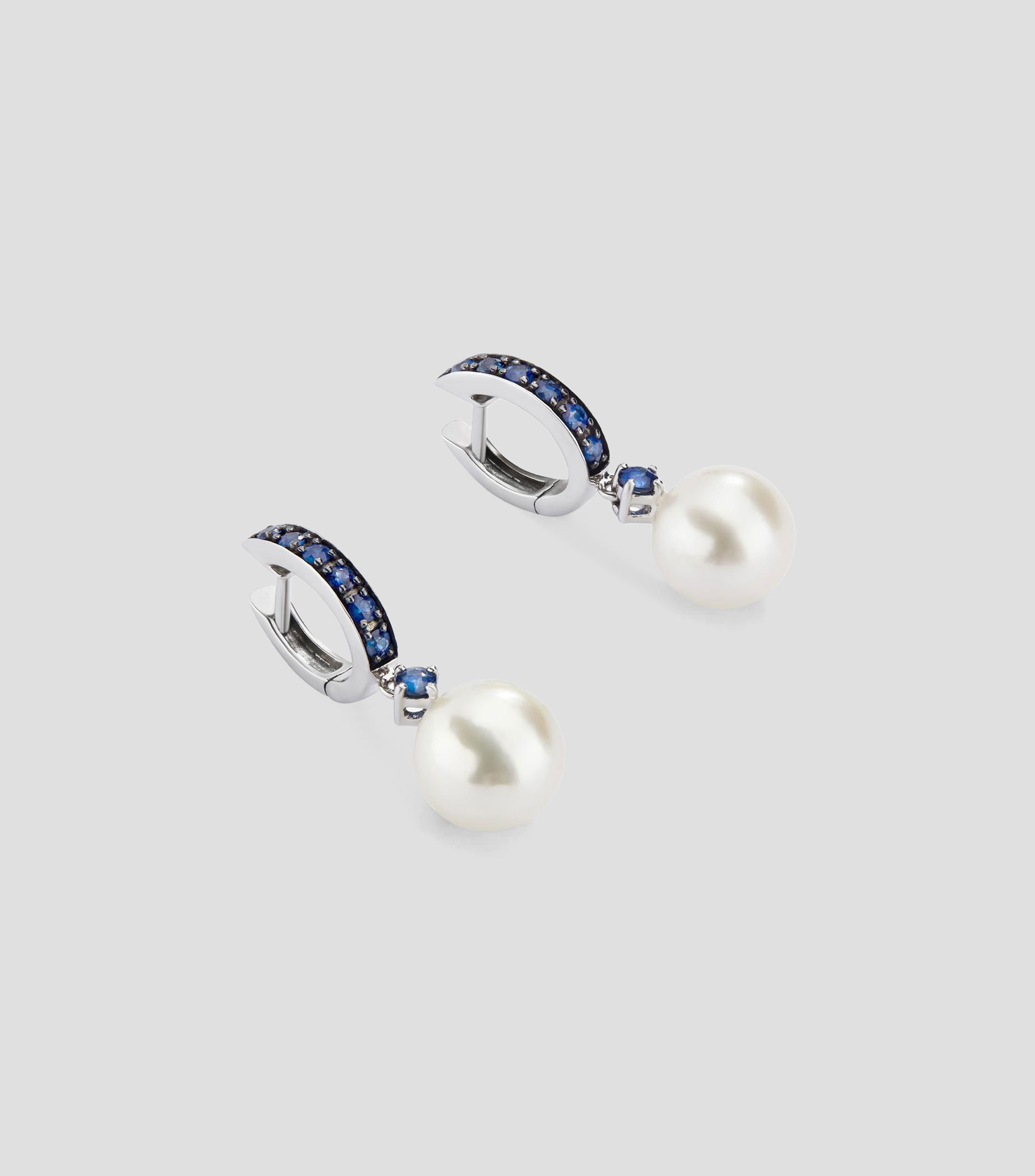 Aretes en Plata .925 con zafiros azules y perlas australianas Mujer