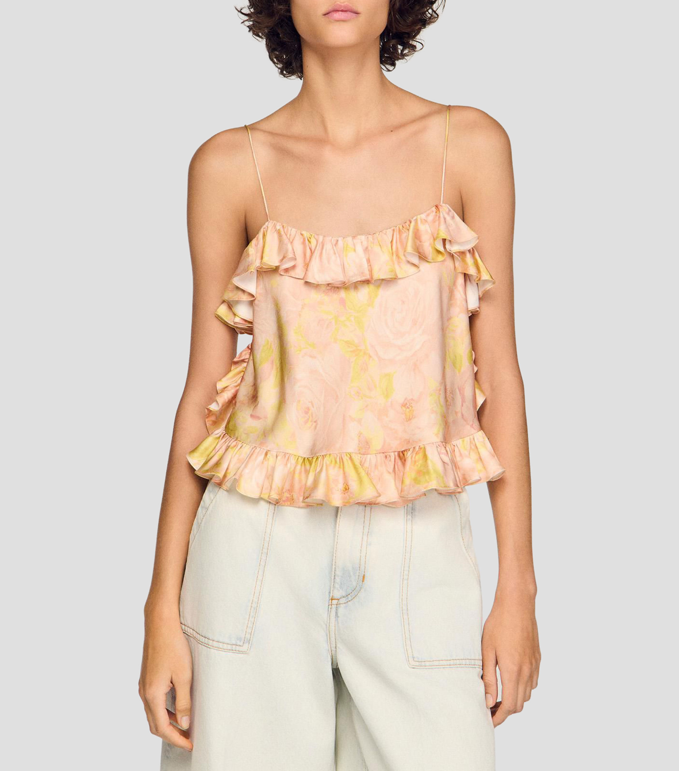 Blusa estampada sin mangas Mujer