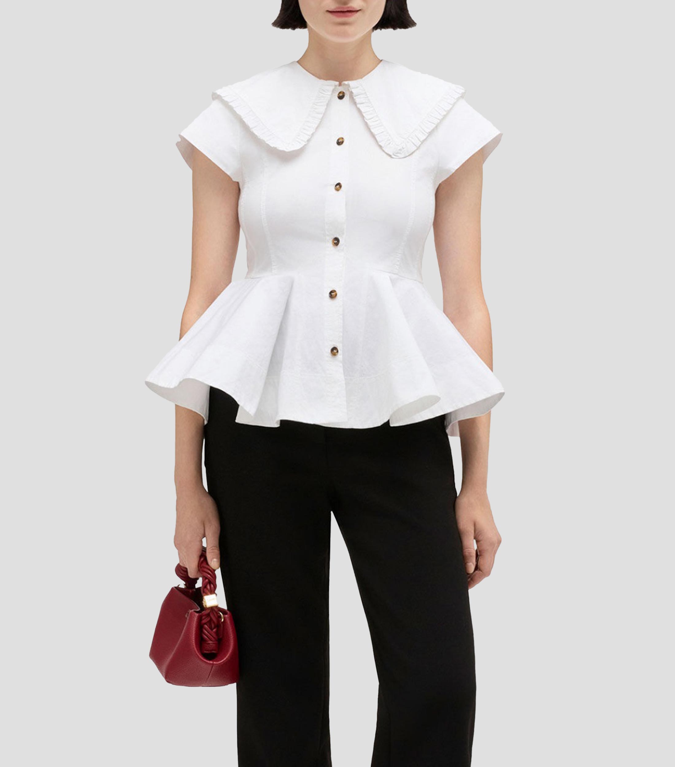 Camisa lisa con manga corta Mujer