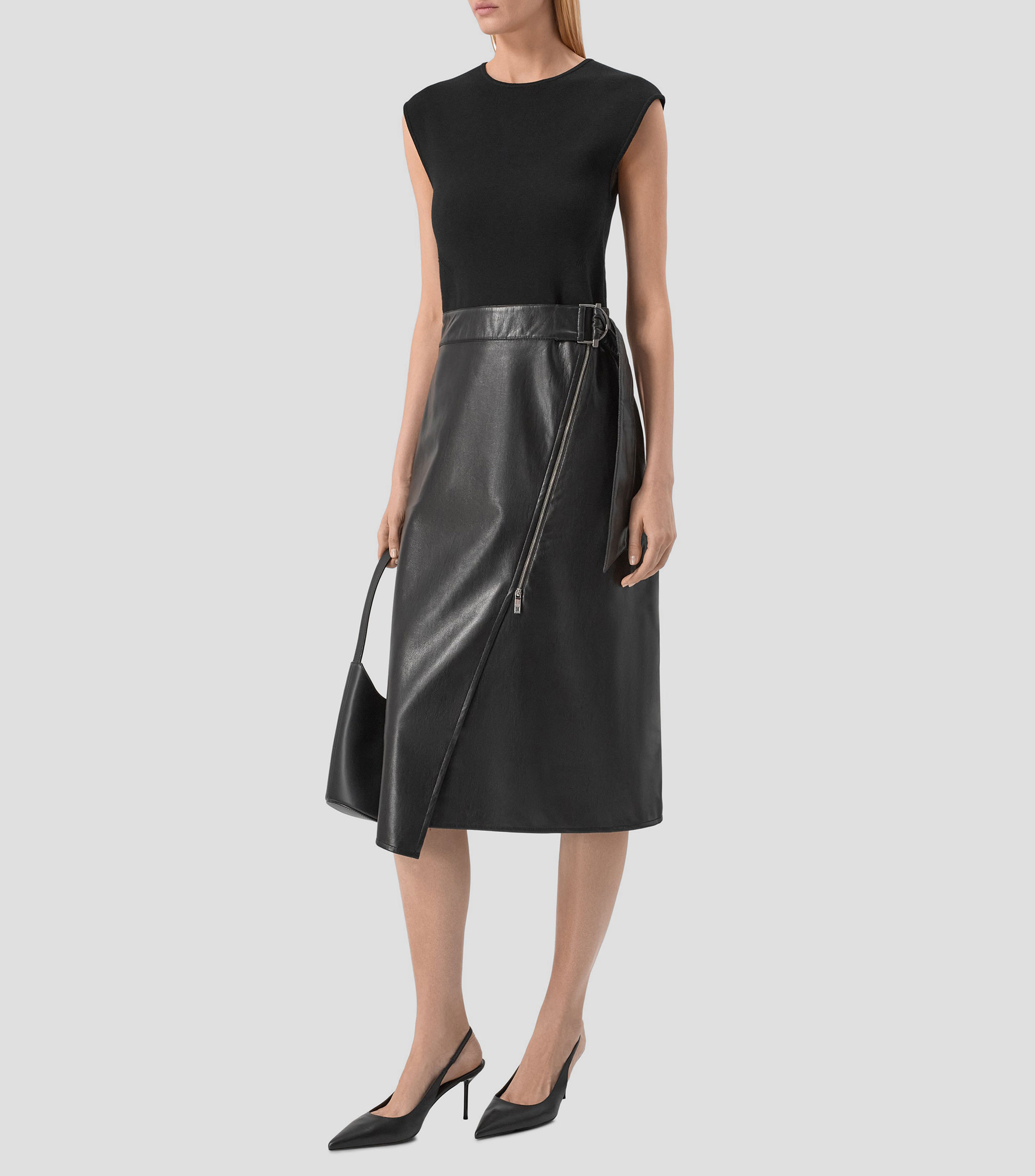 Vestido midi liso Mujer