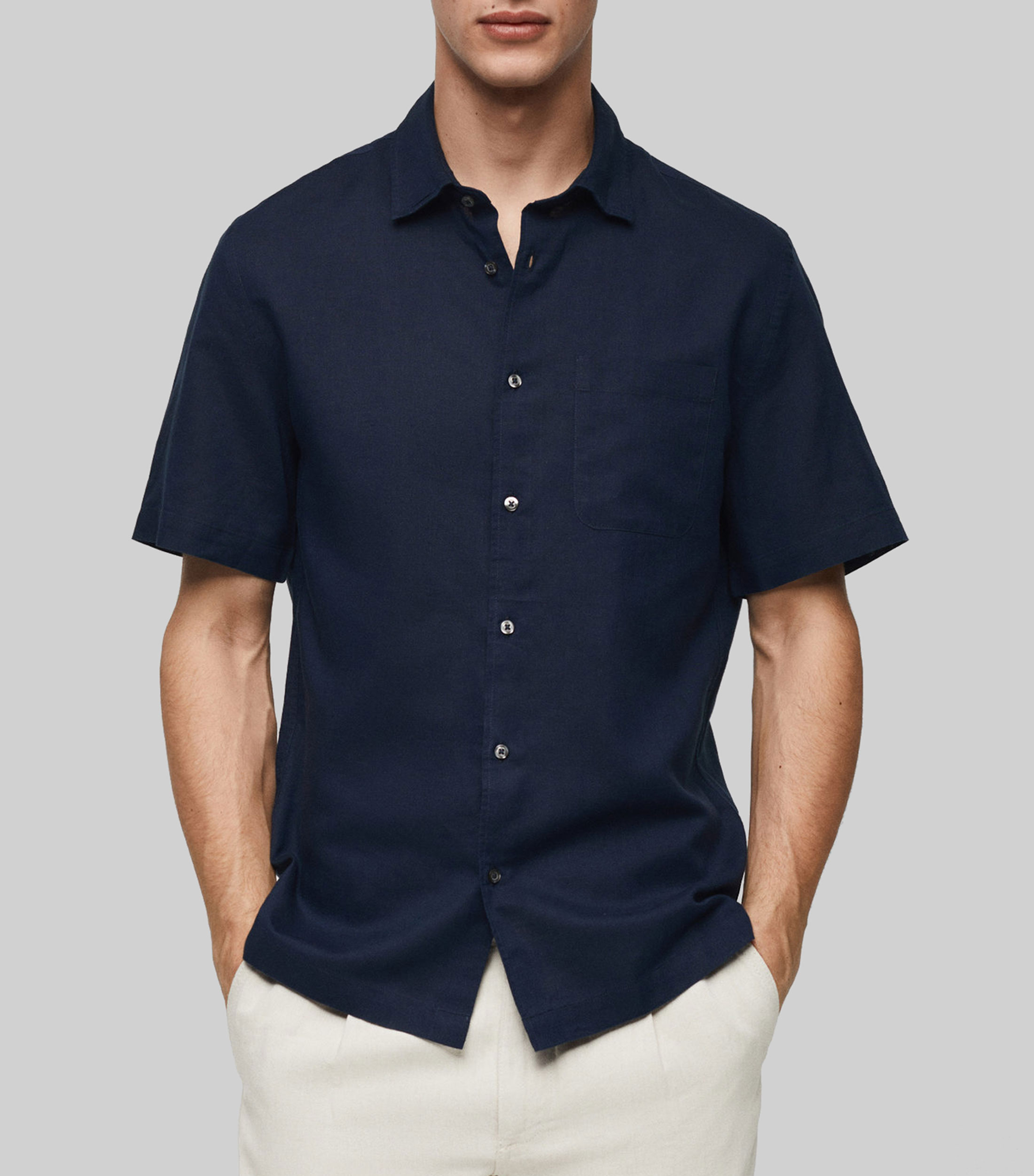Mango: Camisa en lino manga corta Hombre | El Palacio de Hierro