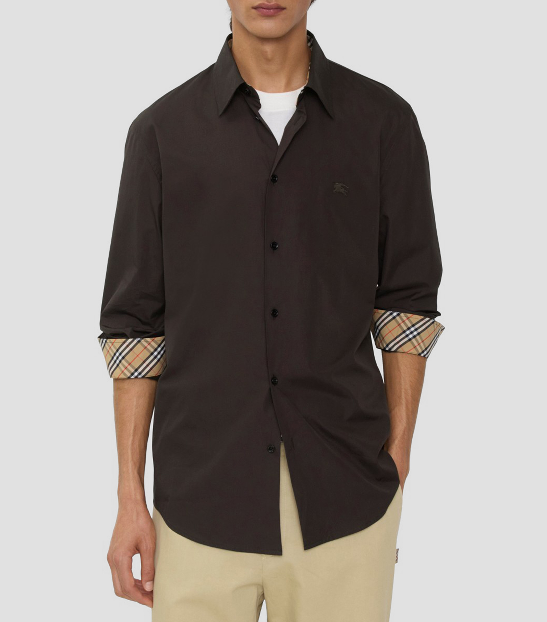 Camisa lisa de manga corta Hombre