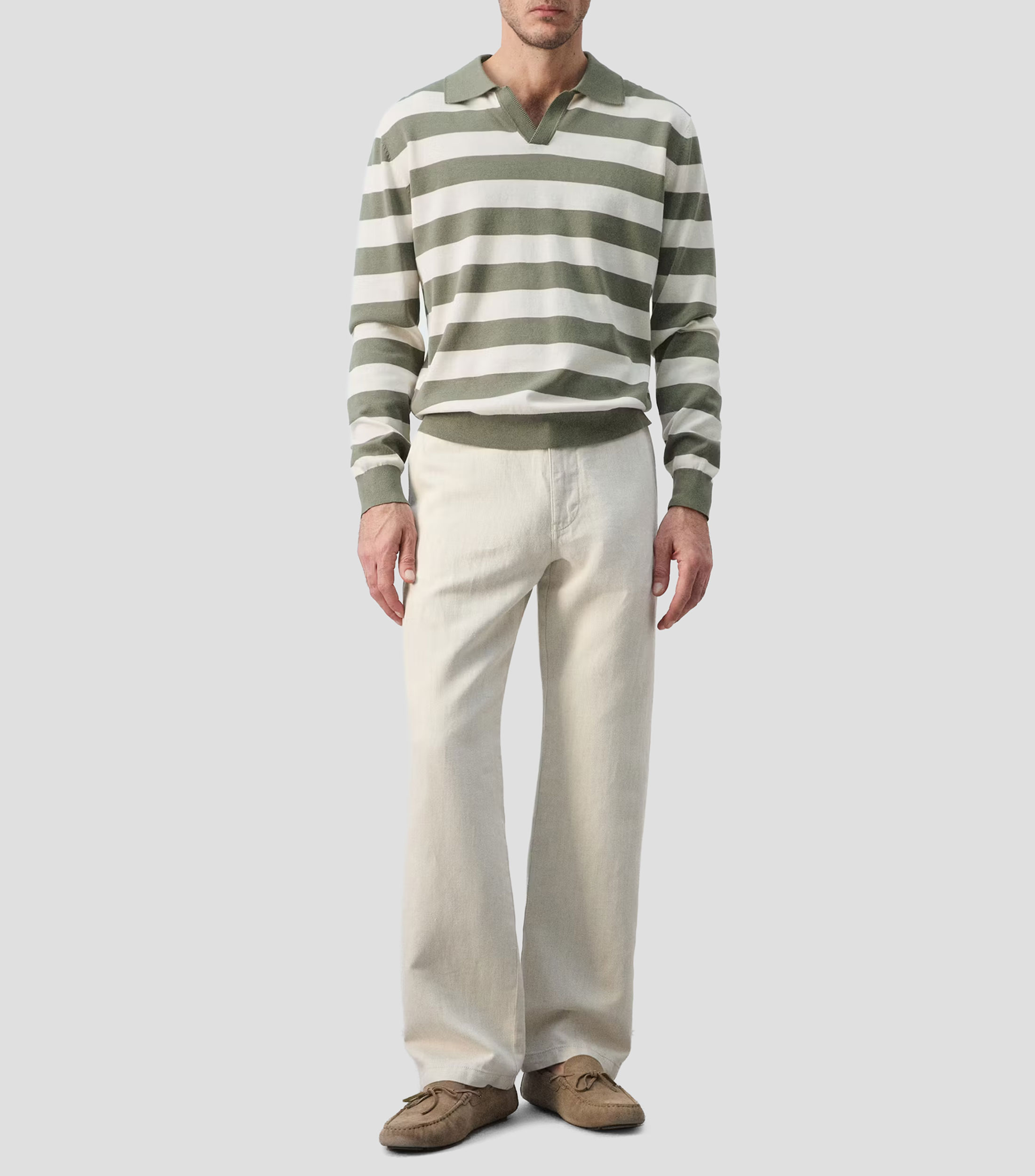 Playera polo manga larga rayas Hombre